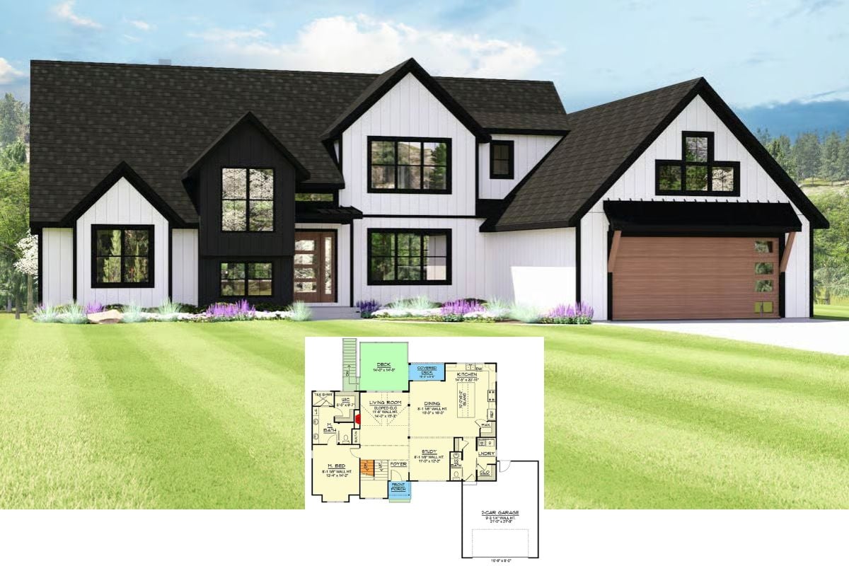 3-Bedroom Modern-Style Home with Balcony and Walkout Basement (Floor Plan)