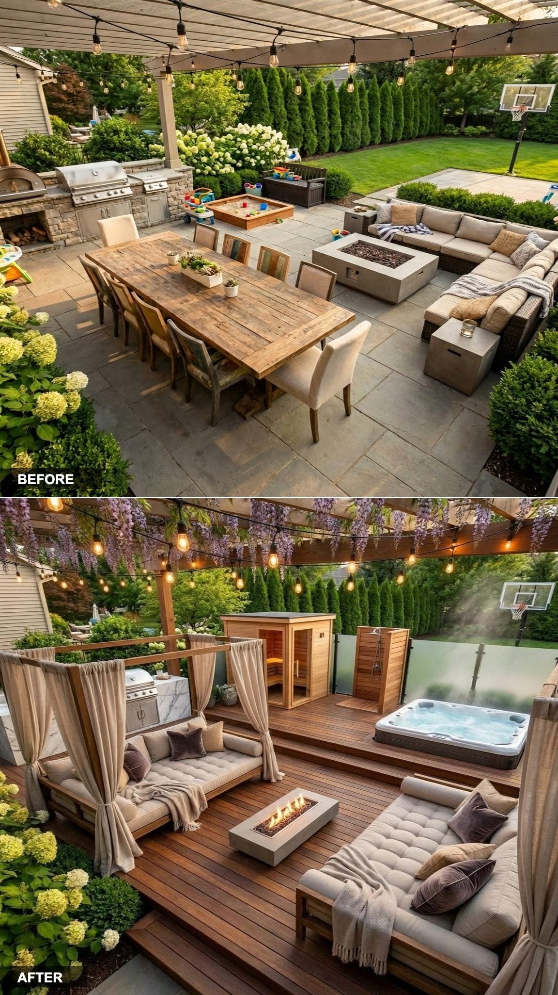 From Plastic Furniture Wasteland to Glamorous Art Deco Outdoor Lounge