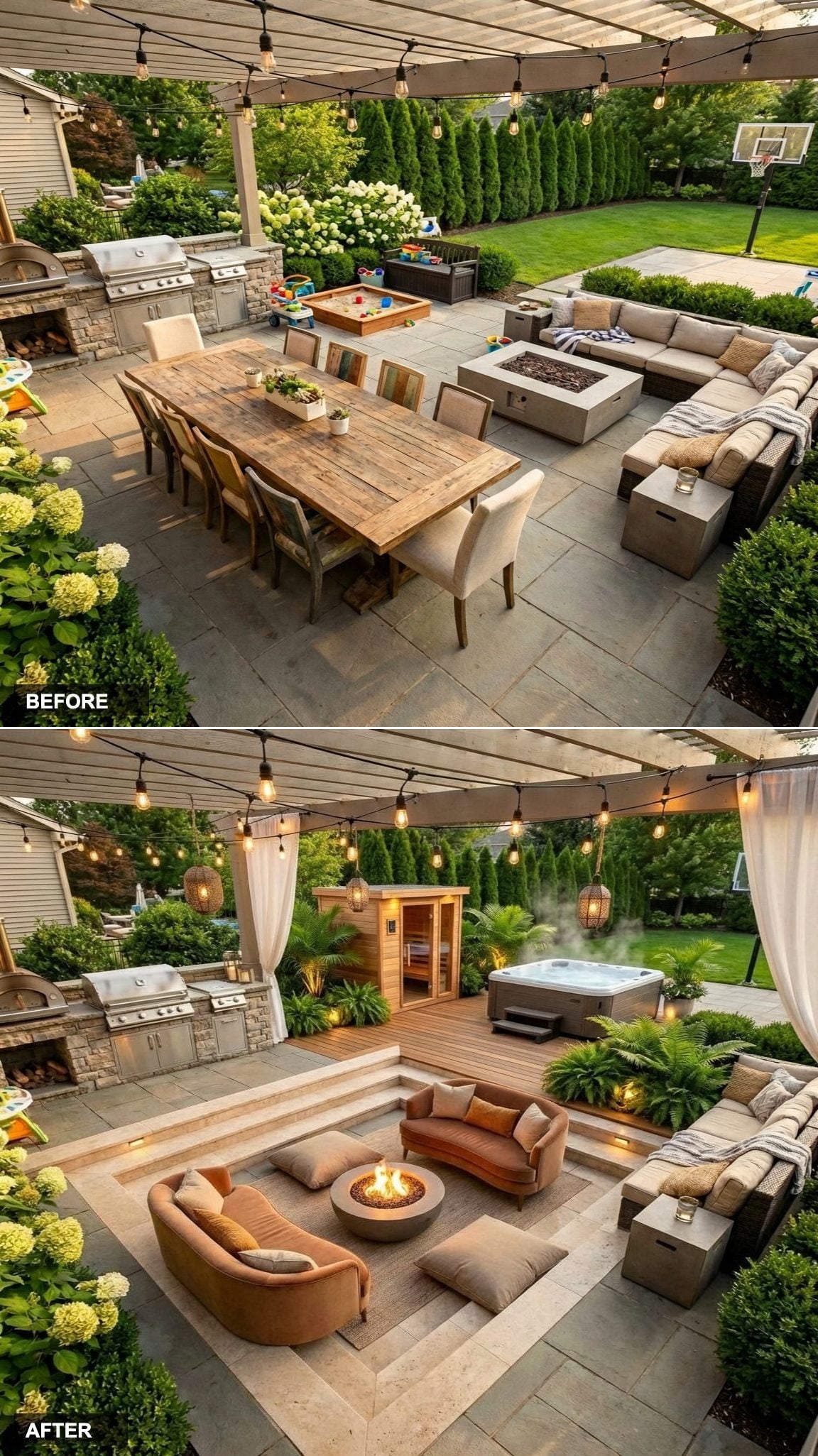 From Barren Concrete Pad to Moody English Garden Conservatory Patio