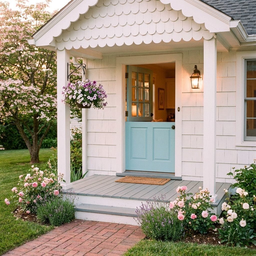 The Storybook Cottage Porch With a Robin's Egg Blue Dutch Door and Petunias That Smelled Like Summer Itself