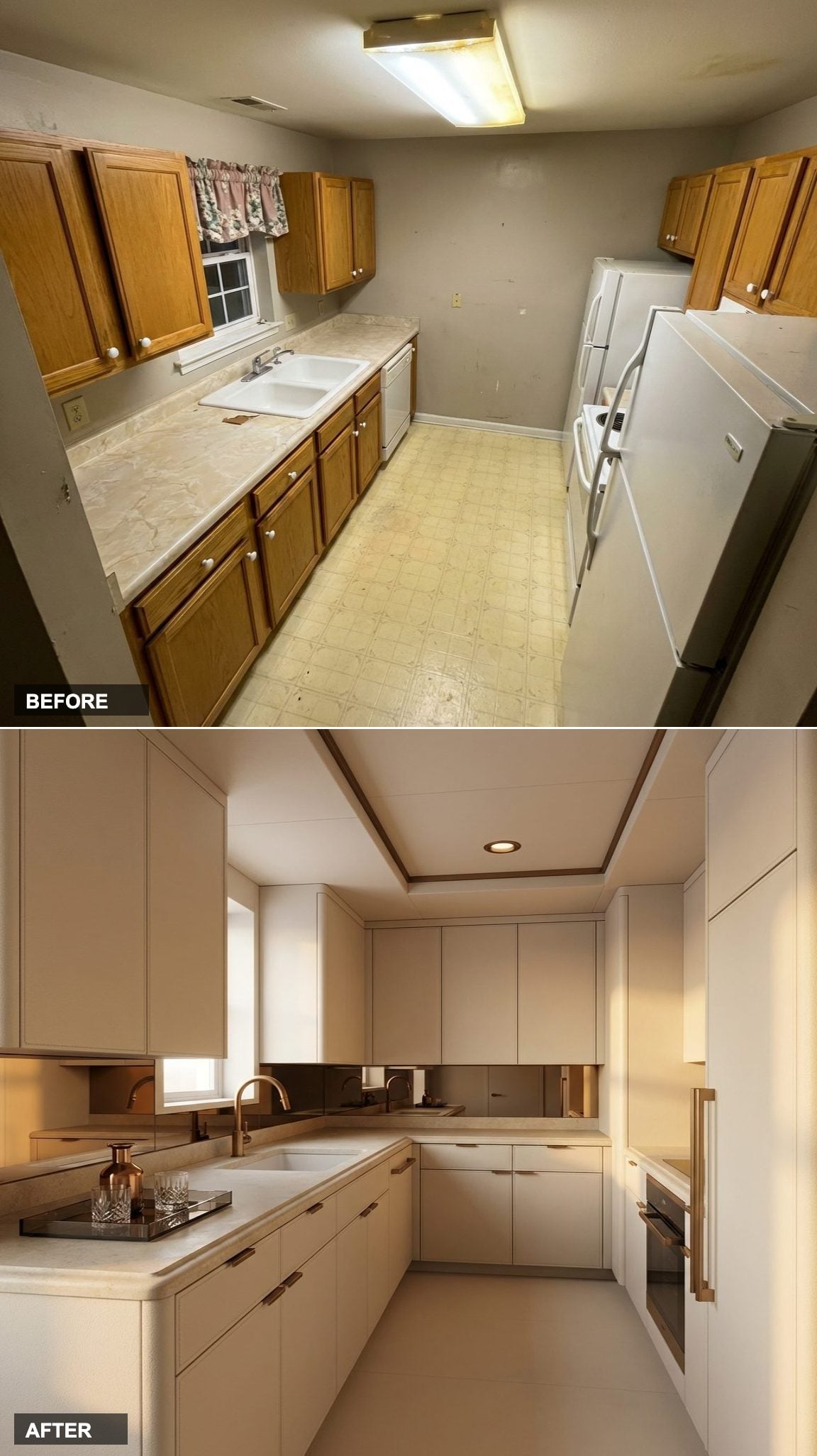 Billionaire's Expedition Yacht Kitchen in Bone Leather, Smoked Glass, and Satin Bronze