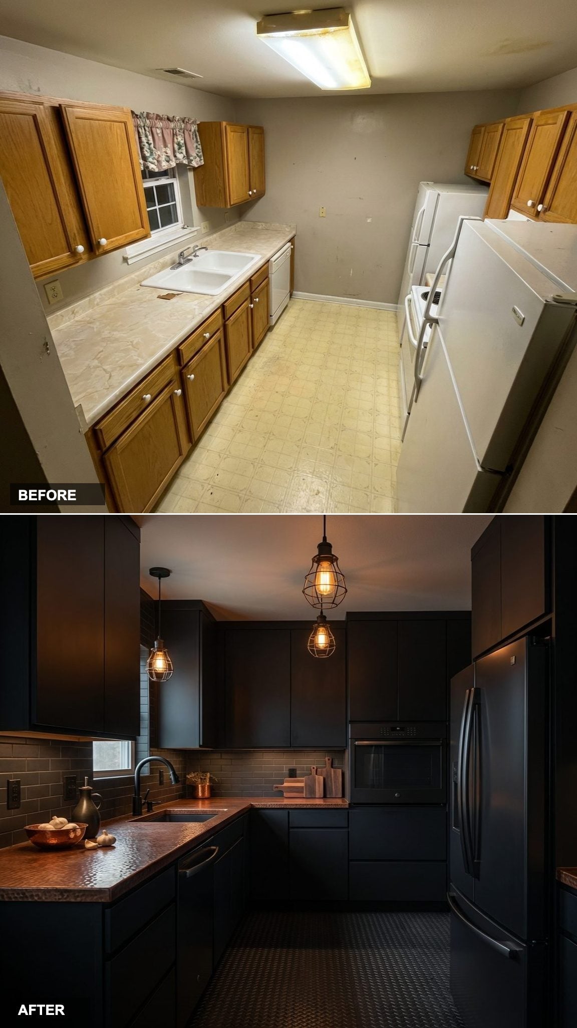 Dark-Water Deep-Sea Research Vessel Kitchen in Onyx, Hammered Copper, and Industrial Matte Black