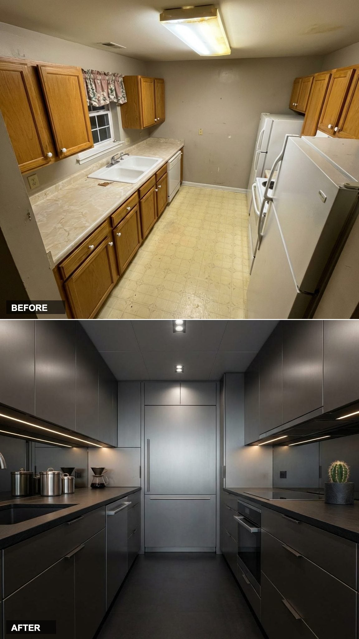 Bespoke Maltese Falcon Mega-Yacht Kitchen in Pewter, Slate, and Smoked Mirrored Steel