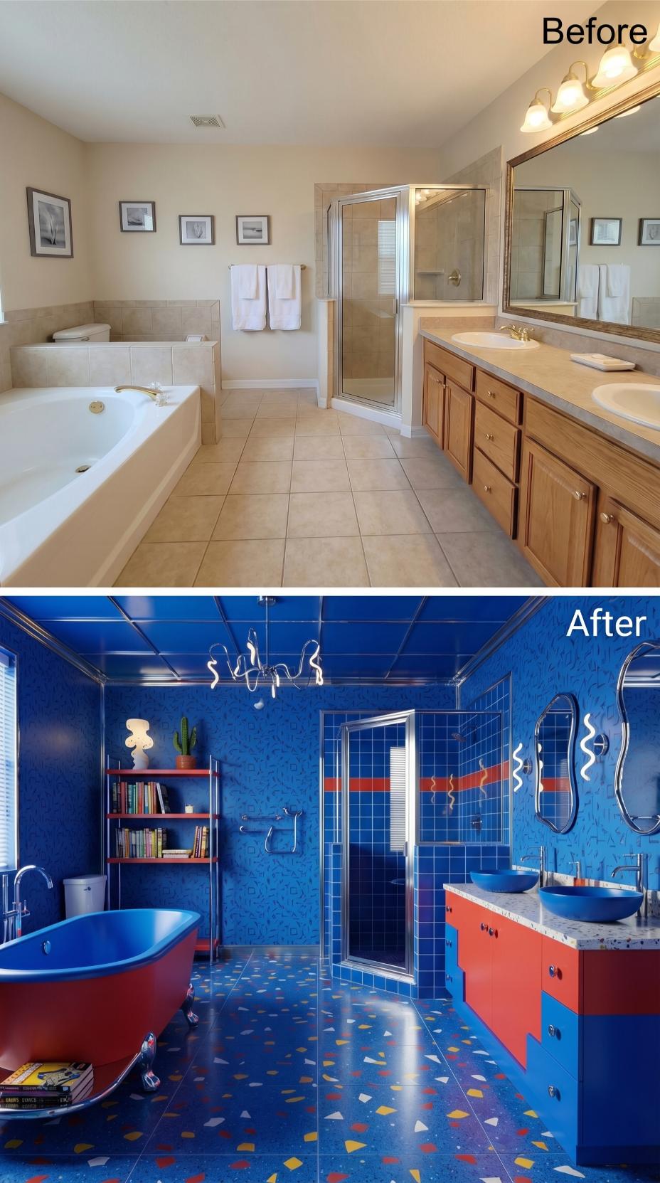 Cobalt Tile, Terrazzo Floors, and a Red Clawfoot Tub That Ended the Builder-Grade Era
