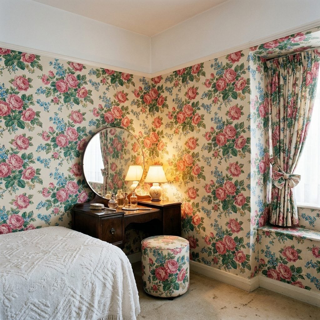 Floral Chintz Wallpaper with Curtains to Match, Because Why Stop at One Surface