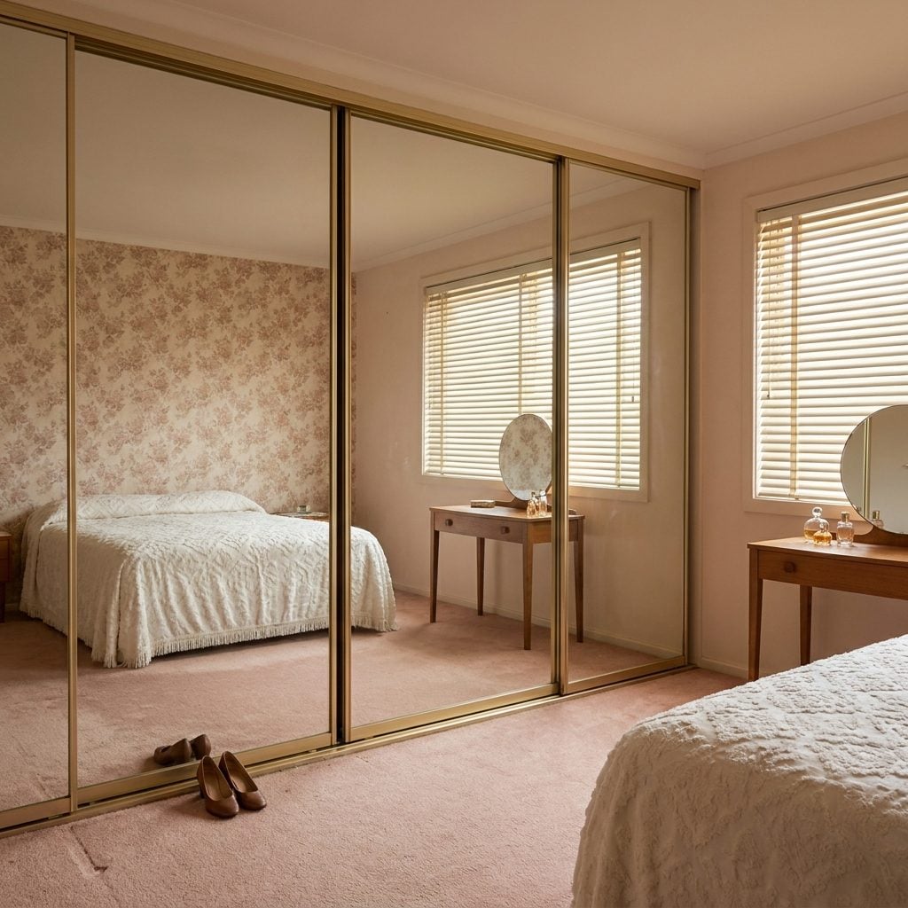 Mirrored Closet Doors with Gold Trim That Made Every Bedroom Feel Like a Dance Studio