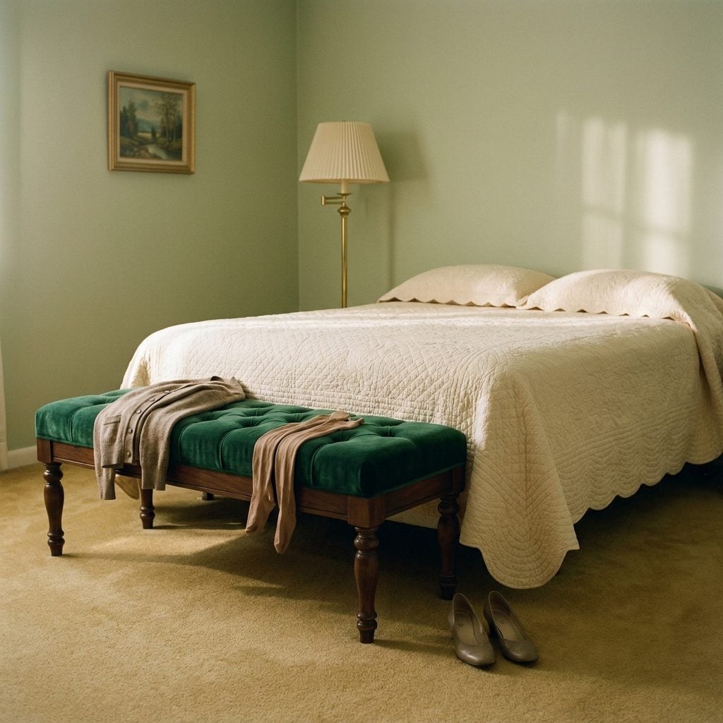 The Velvet Bench at the Foot of the Bed That Existed Solely to Hold Tomorrow's Clothes