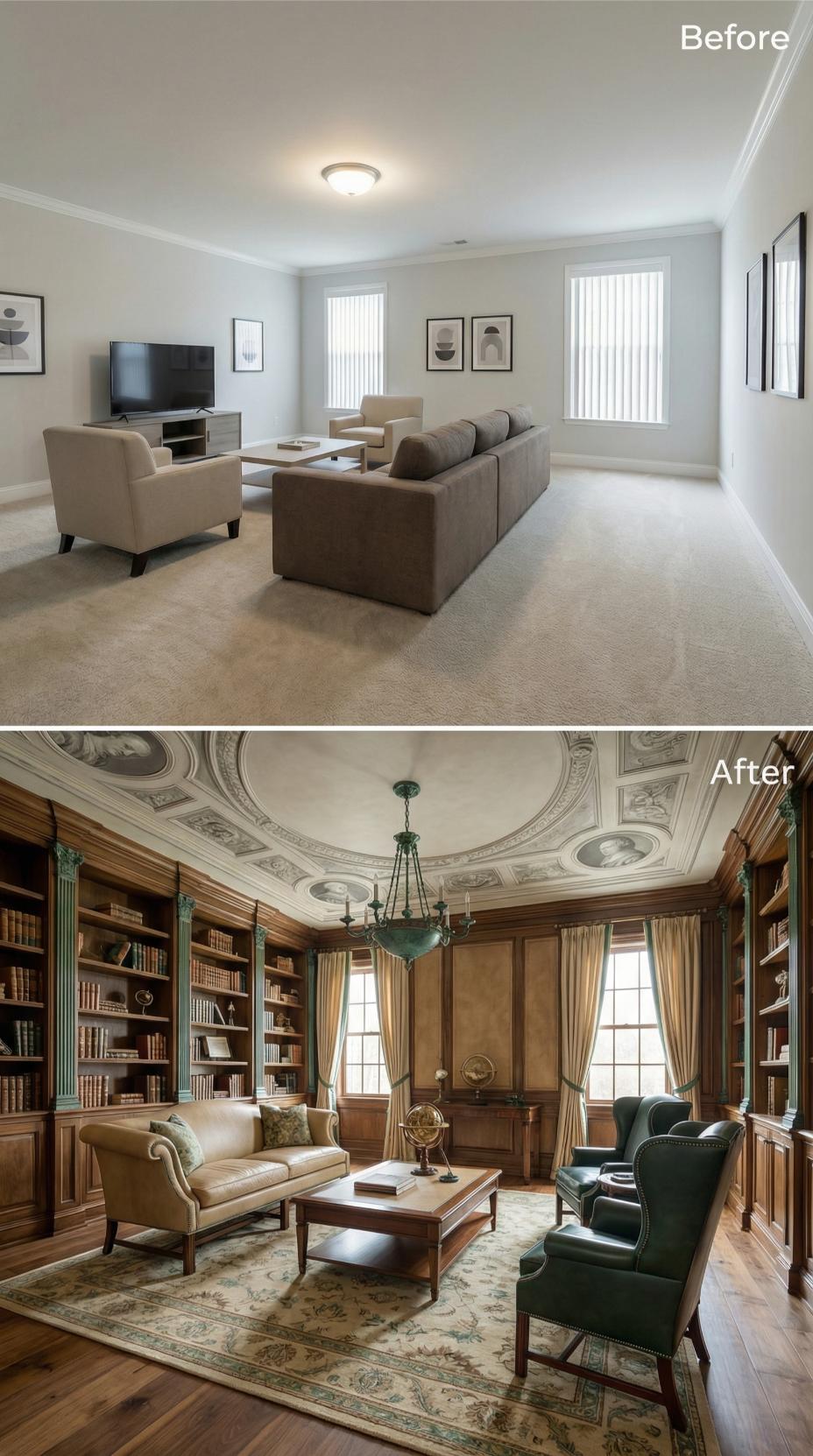 Plaster Medallions and Green Leather Wingbacks Closed the Carpet-and-Drywall File