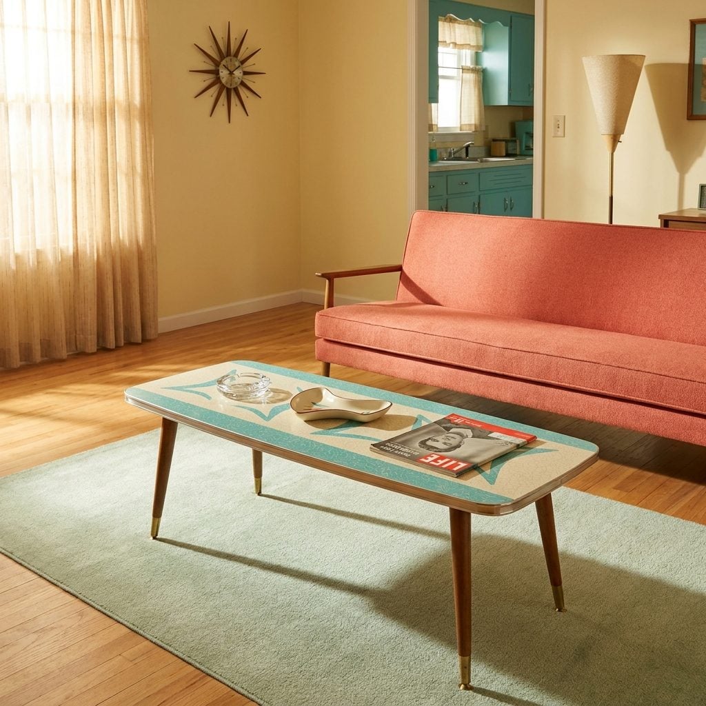 The Formica-Topped Coffee Table With That Boomerang Pattern Nobody Questioned