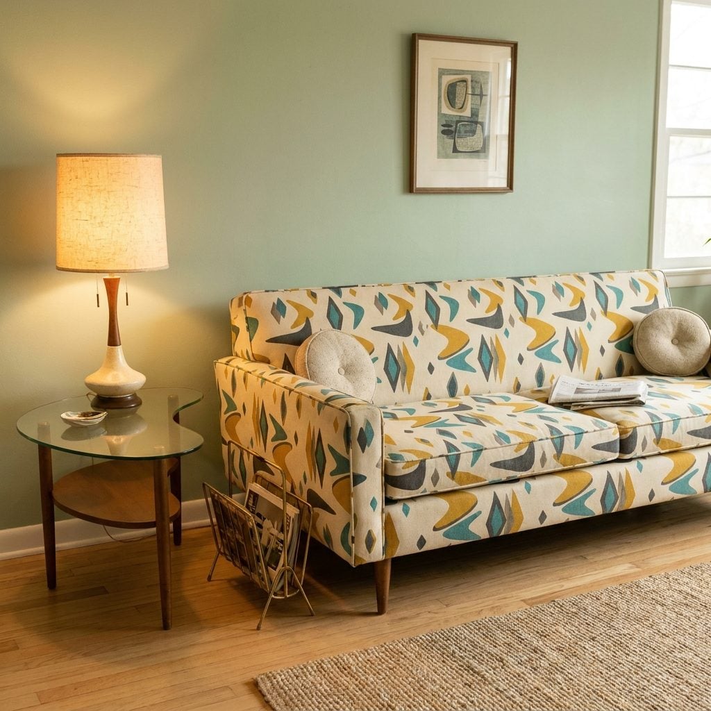 Atomic-Print Upholstery That Turned Every Sofa Into a Science Experiment