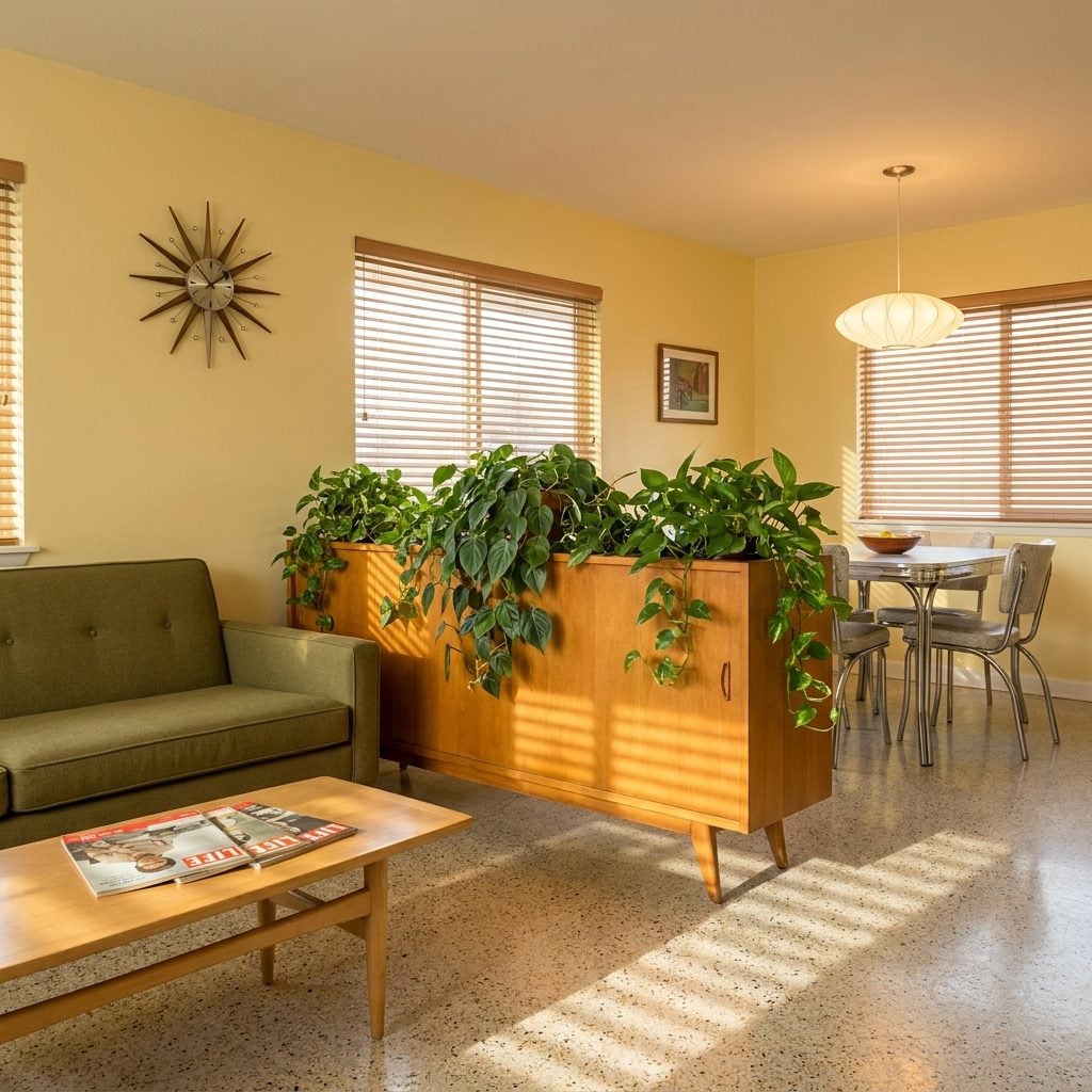 The Planter Room Divider Dripping with Philodendrons