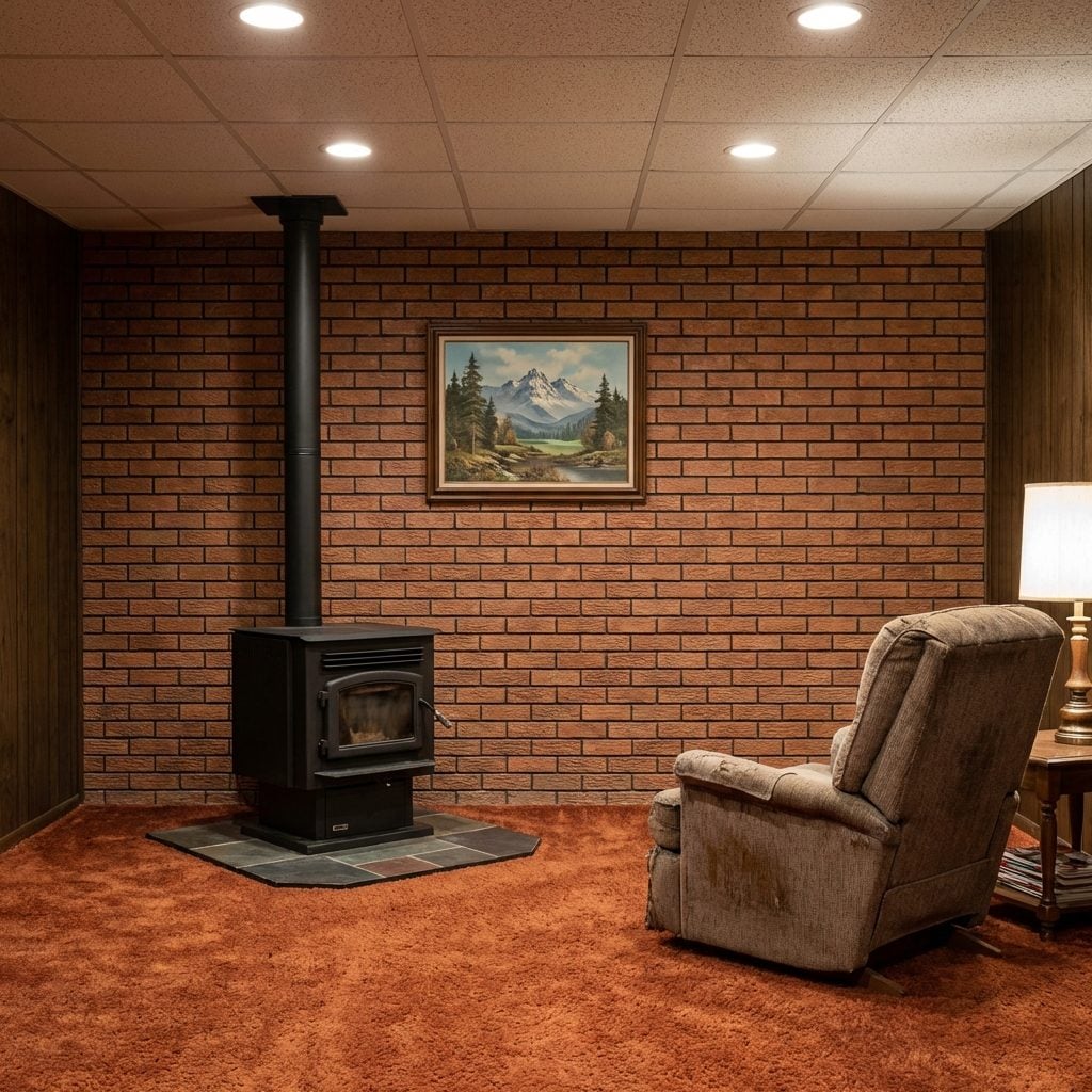 Fake Brick or Faux Stone Veneer That Was Trying Very Hard to Look Like It Belonged in a Mountain Lodge