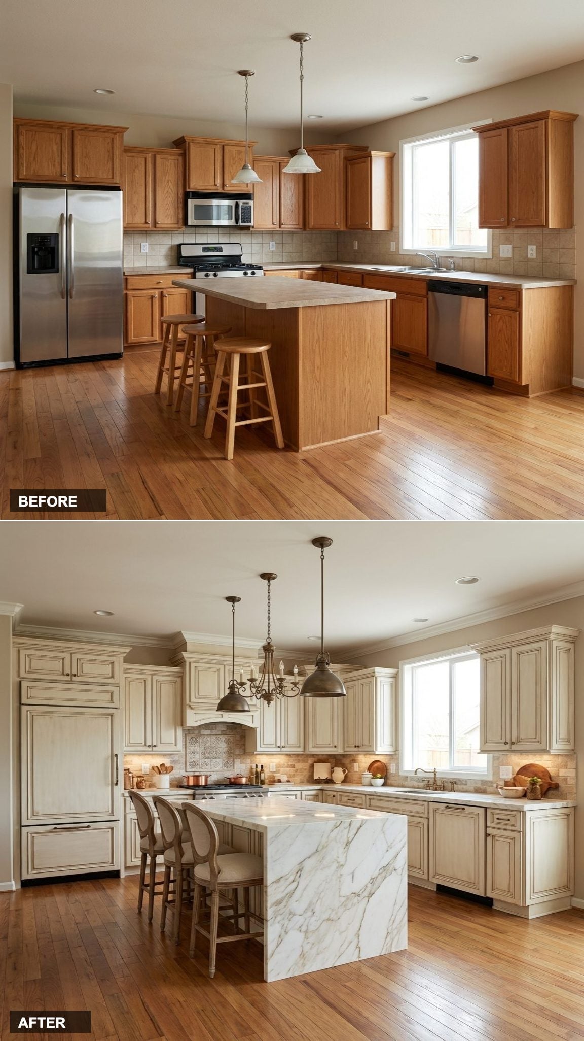 Pinched U-Shape to a Chef-Grade Kitchen with Open Shelving and Pot Rail