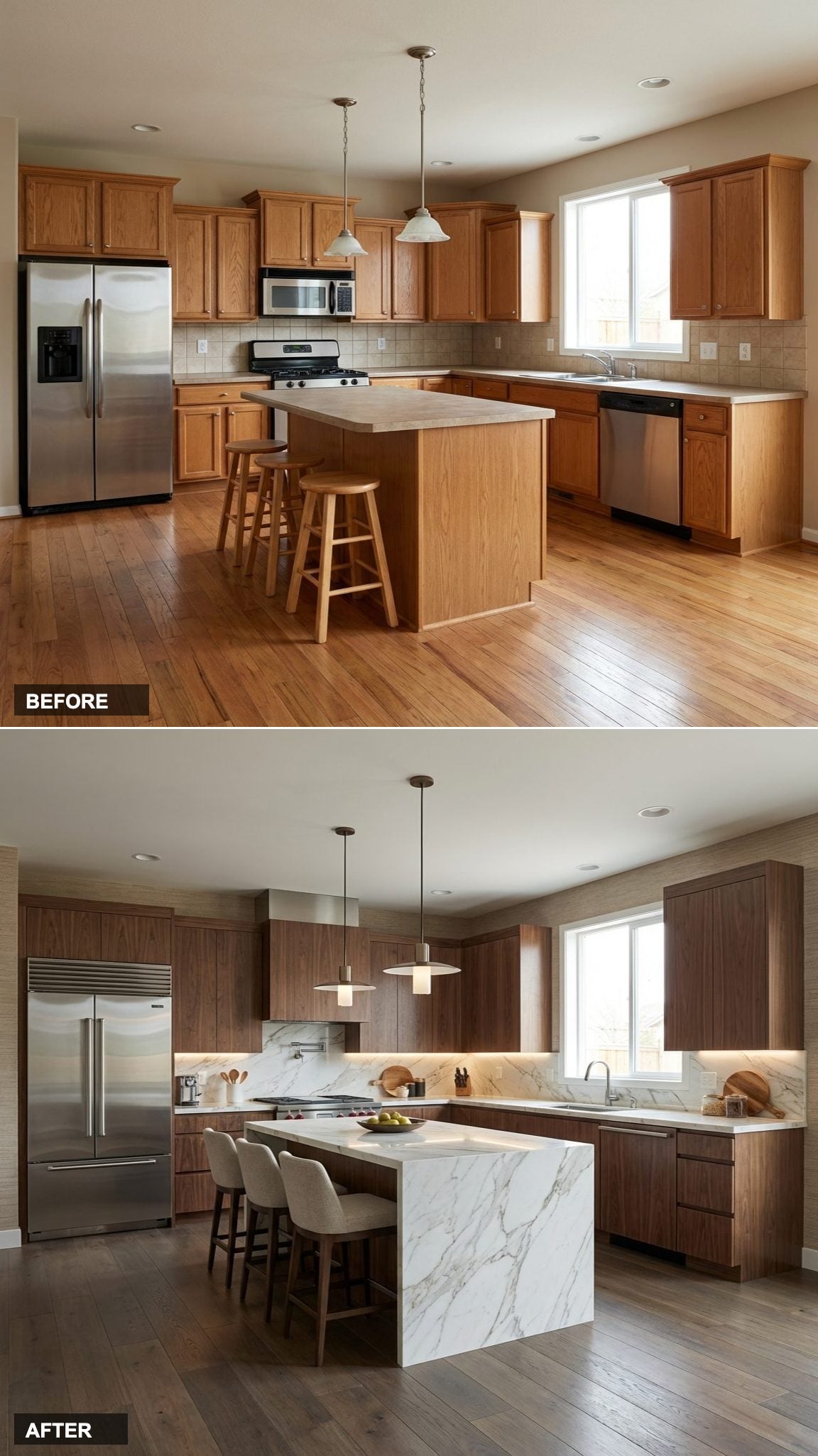 Useless Peninsula Turned Into a High-Function Prep Island with Built-In Cutting Board