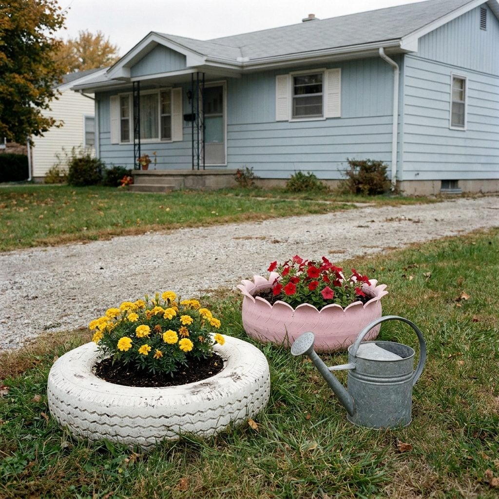 Painted Tire Planters: Proof That We'd Recycle Anything If We Could Paint It White