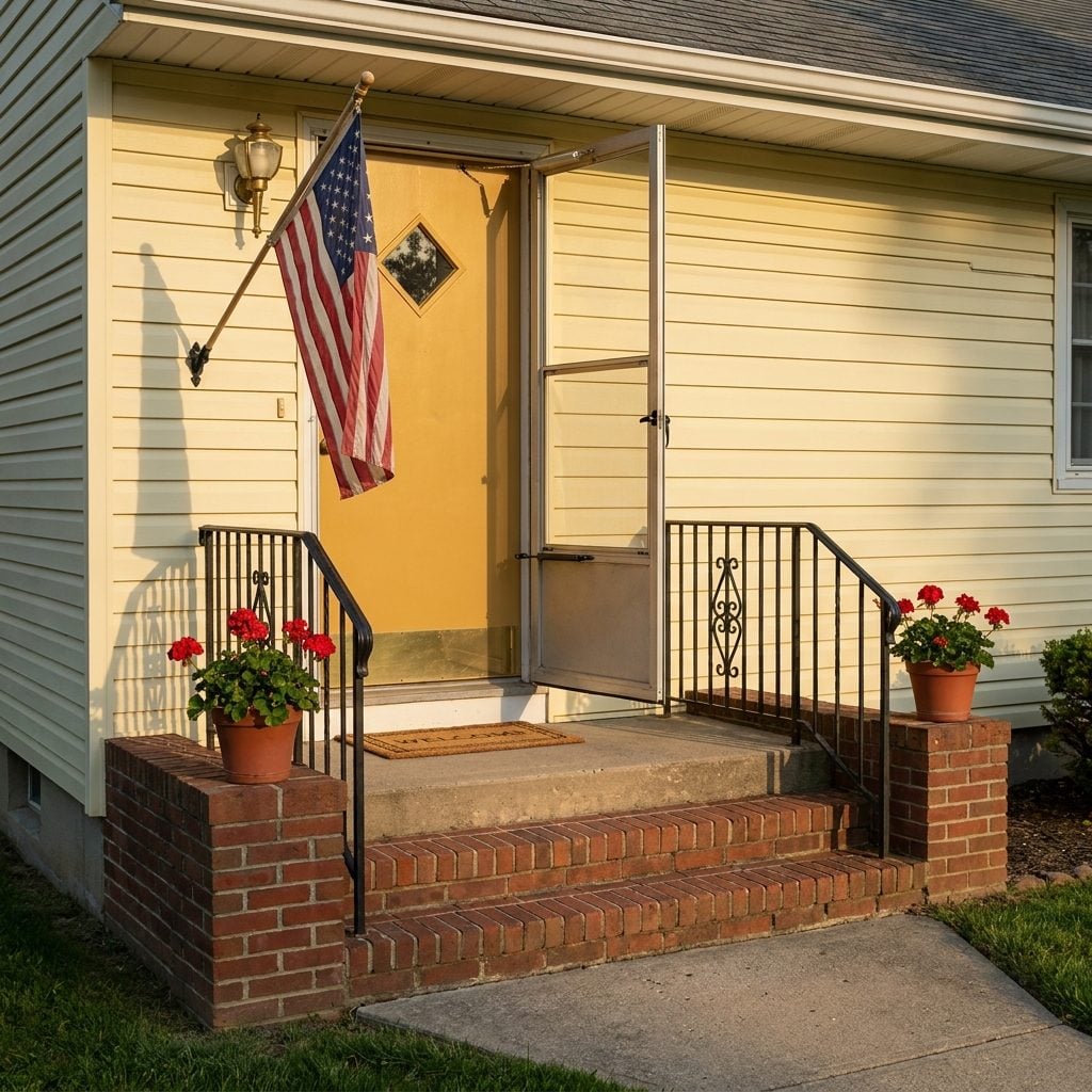 The Angled Flag Bracket by the Front Door That Said Everything Without a Word