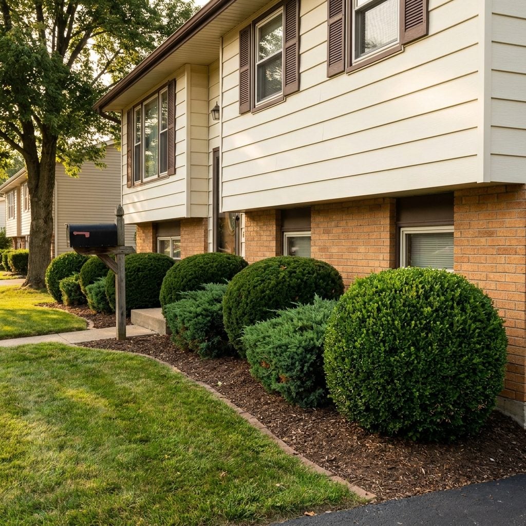 Those Clipped Yews and Junipers Hugging the Foundation Like They Were Afraid to Let Go
