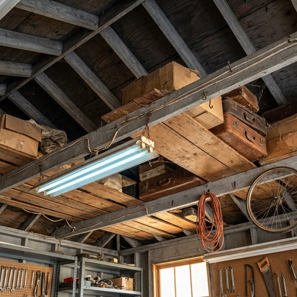 Exposed Ceiling Rafters and Open Joists: The Garage That Never Got Finished (and Never Needed To)