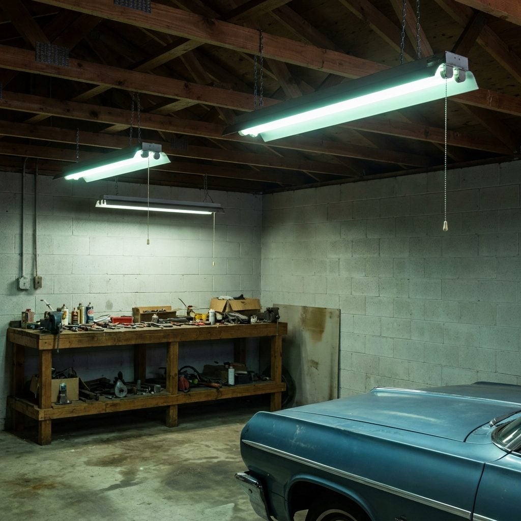 Fluorescent Shop Lights Humming Overhead Like a Mechanical Heartbeat