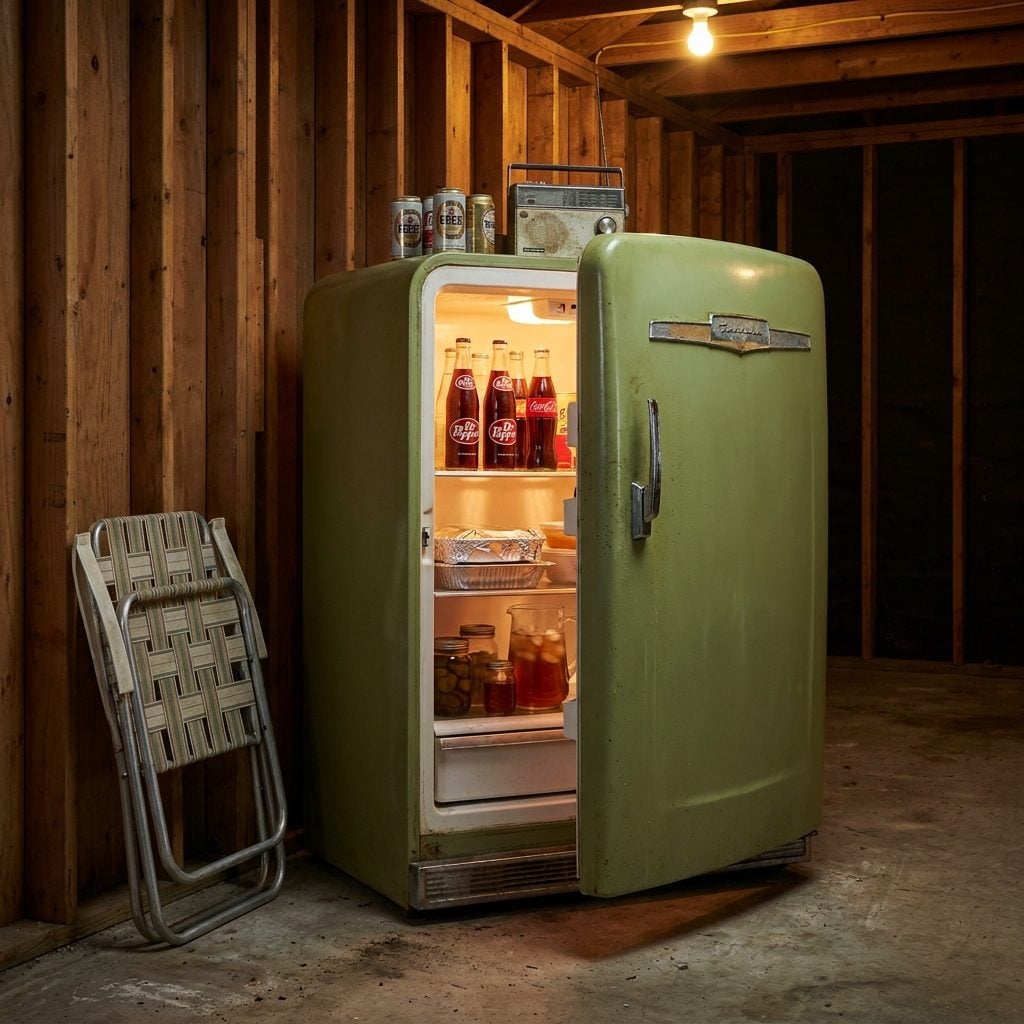 The Second Fridge in the Garage: Avocado Green, Humming Loudly, Full of Dr Pepper