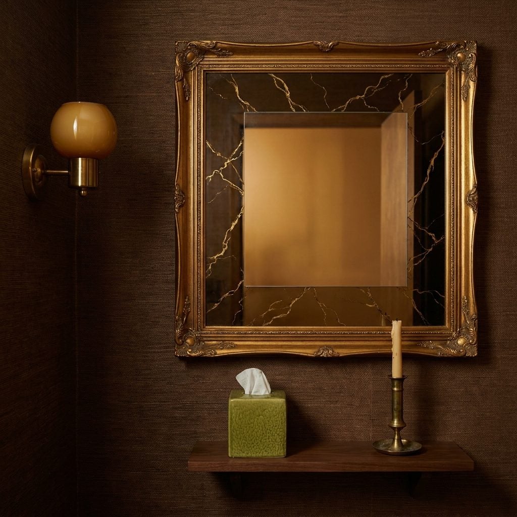 The Mirror That Was Actually Smoked Glass with Gold Veining, So You Could Never Quite See Your Face