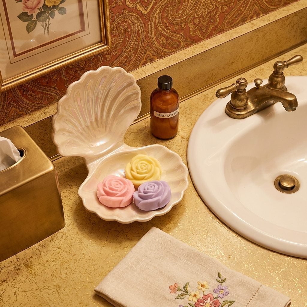 The Shell-Shaped Soap Dish Holding a Tiny Decorative Soap Nobody Was Allowed to Use