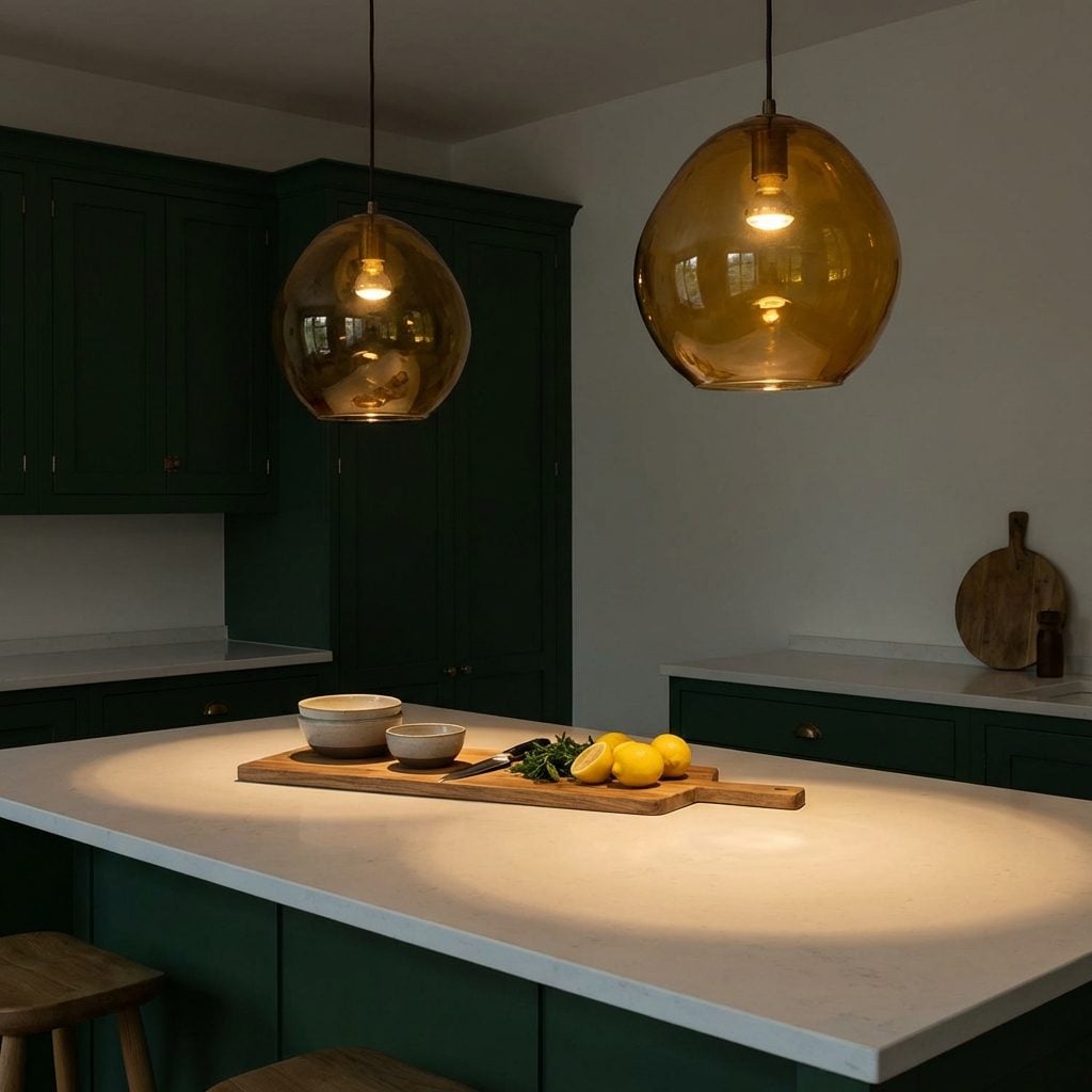 The Pendant Lights That Barely Touch the Countertop Below