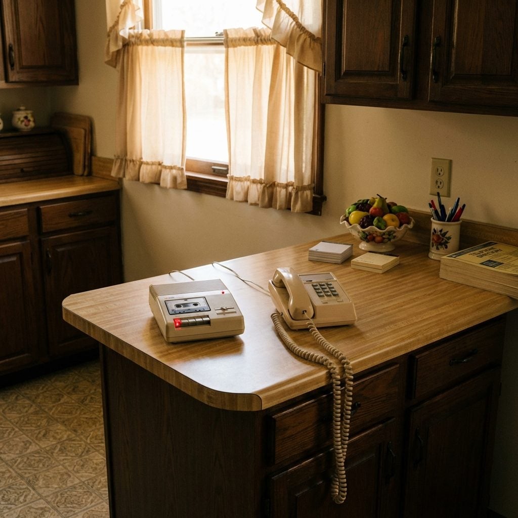 The Answering Machine Sitting on the Kitchen Counter