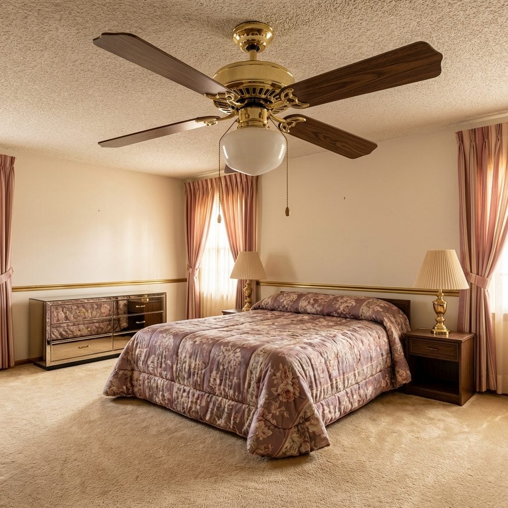 The Brass Ceiling Fan with the Built-In Light Kit