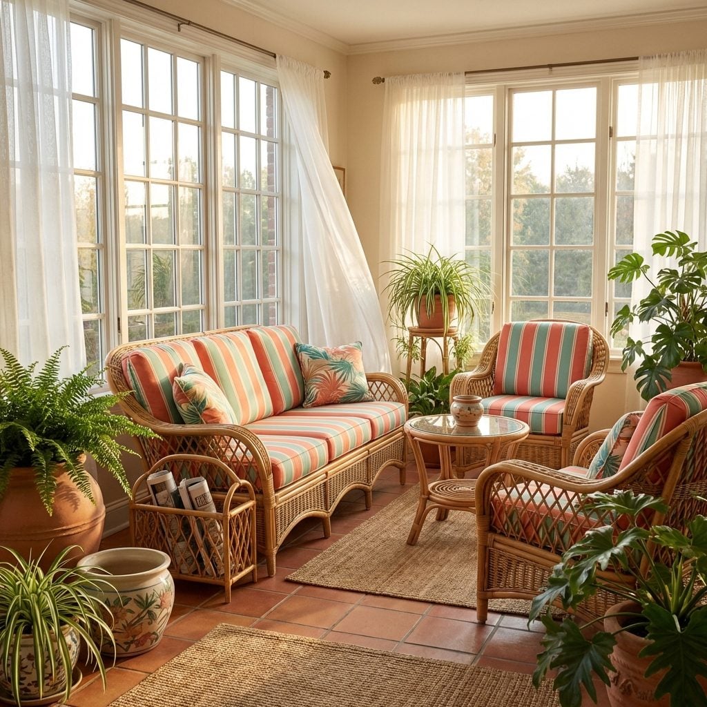 Wicker Everything in the Sunroom (And a Little Bit Past That)