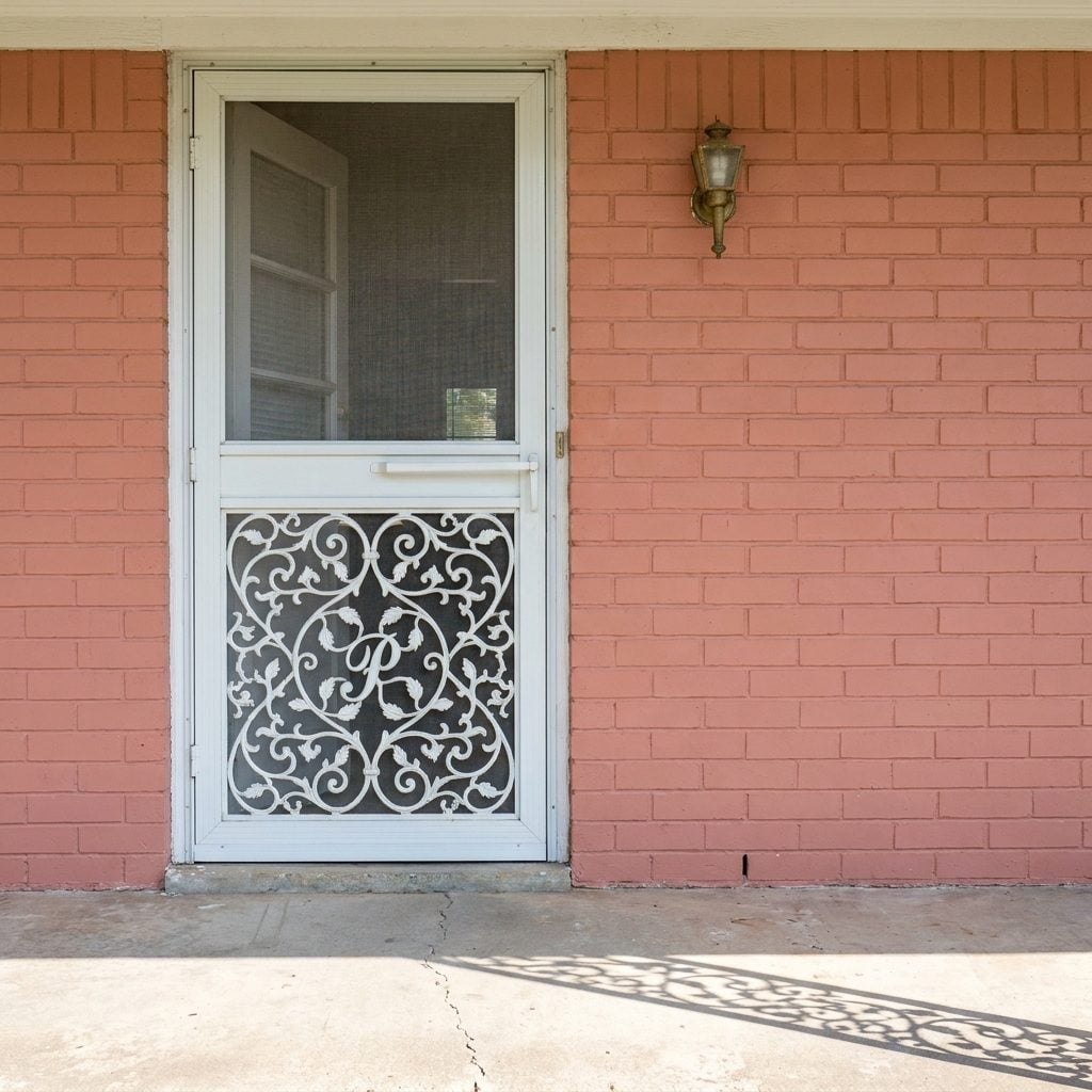 Screen Doors With Scrollwork So Fancy They Had the Family Initial Right in the Middle