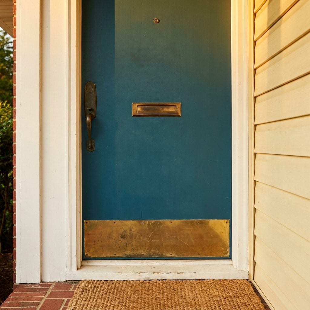 The Brass Kick Plate on the Front Door That Took a Beating and Still Looked Good