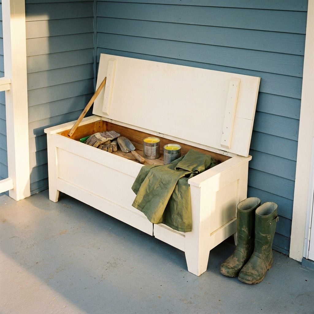 Simple Wooden Storage Benches That Hid Everything From Galoshes to Garden Gloves