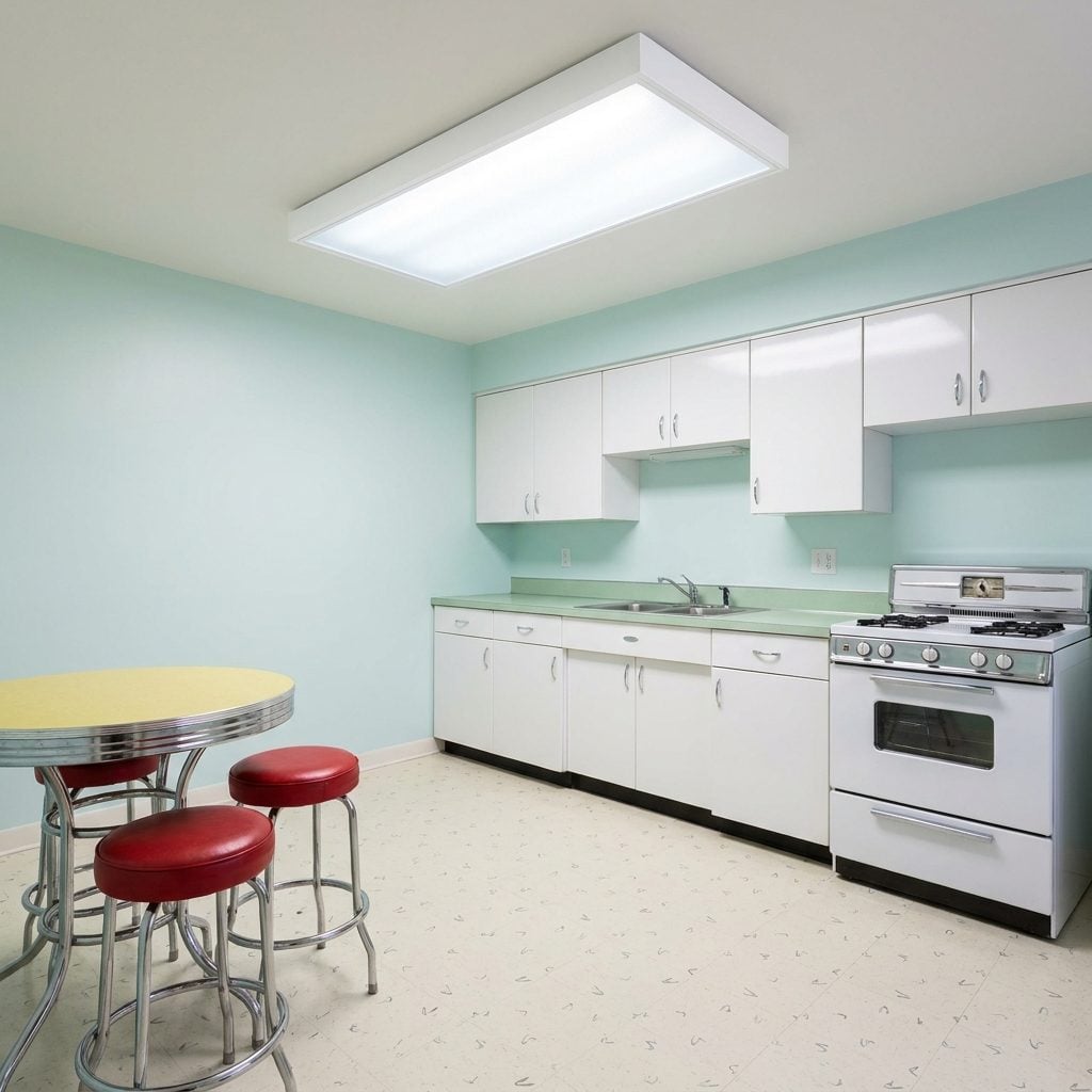 Fluorescent Ceiling Panels That Turned the Whole Kitchen Into a Giant Lightbox