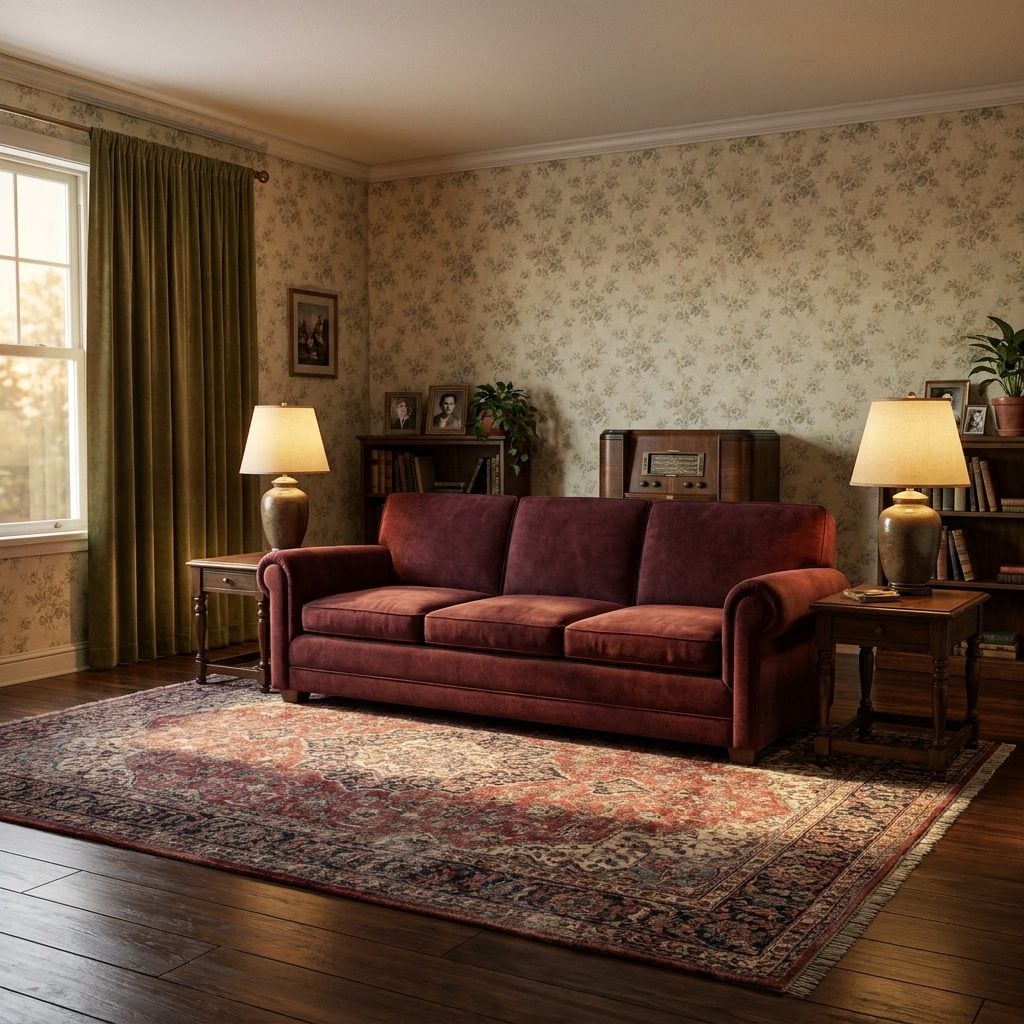 Mohair Sofas in Burgundy, Forest Green, or Rust With Rolled Arms