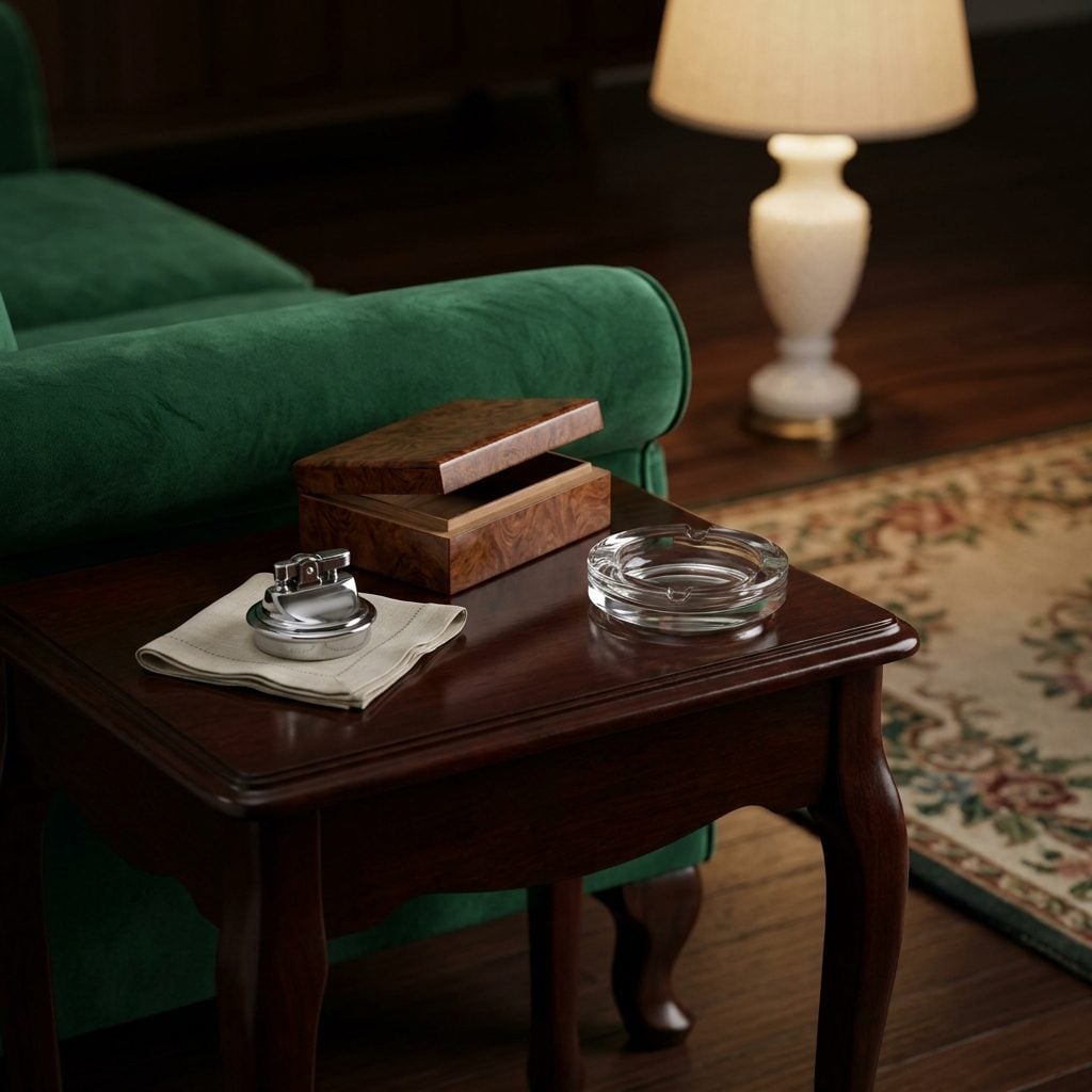 The Table Lighter and Cigarette Box Set Out Like They Were Jewelry