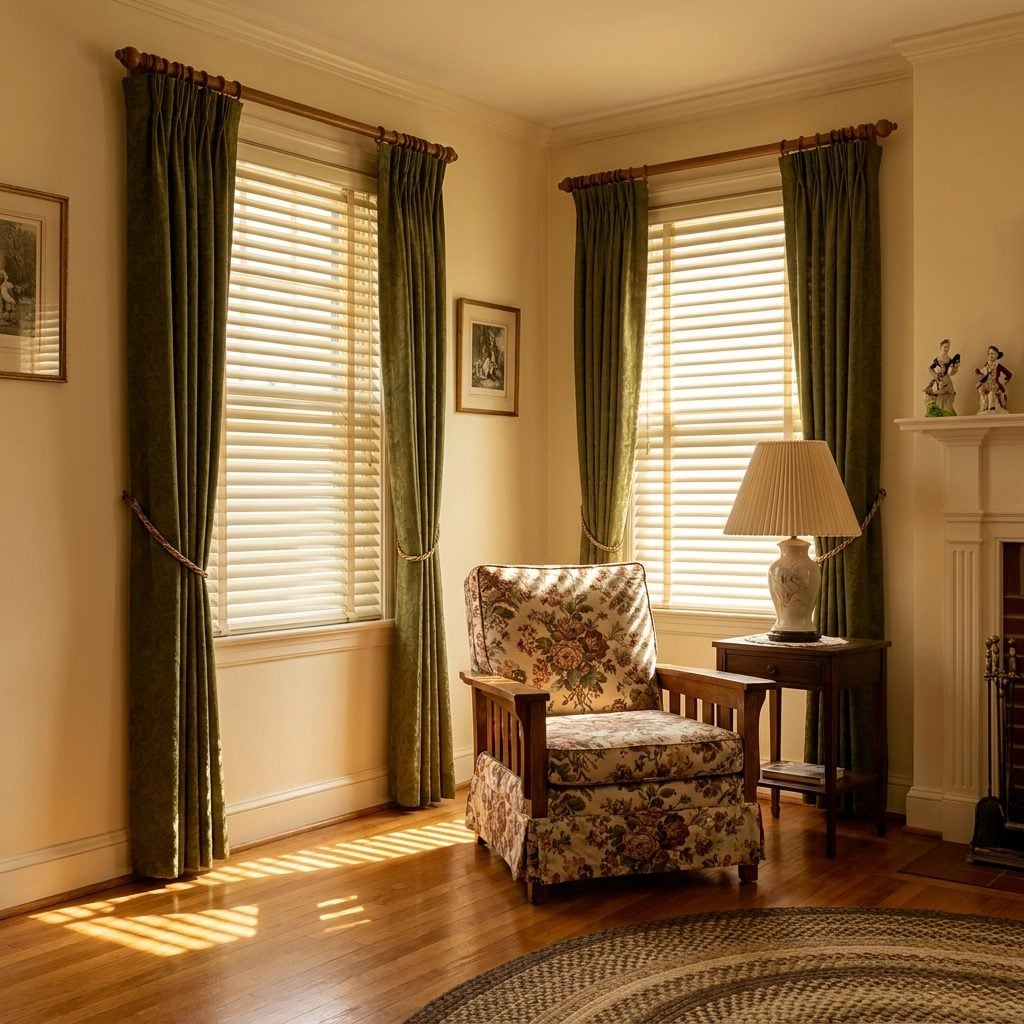 Venetian Blinds Paired With Heavy Drapery, Always Both at Once