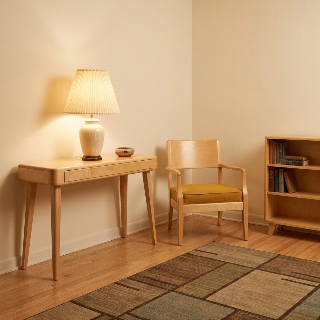 Heywood-Wakefield Blonde Furniture With Those Signature Rounded Edges