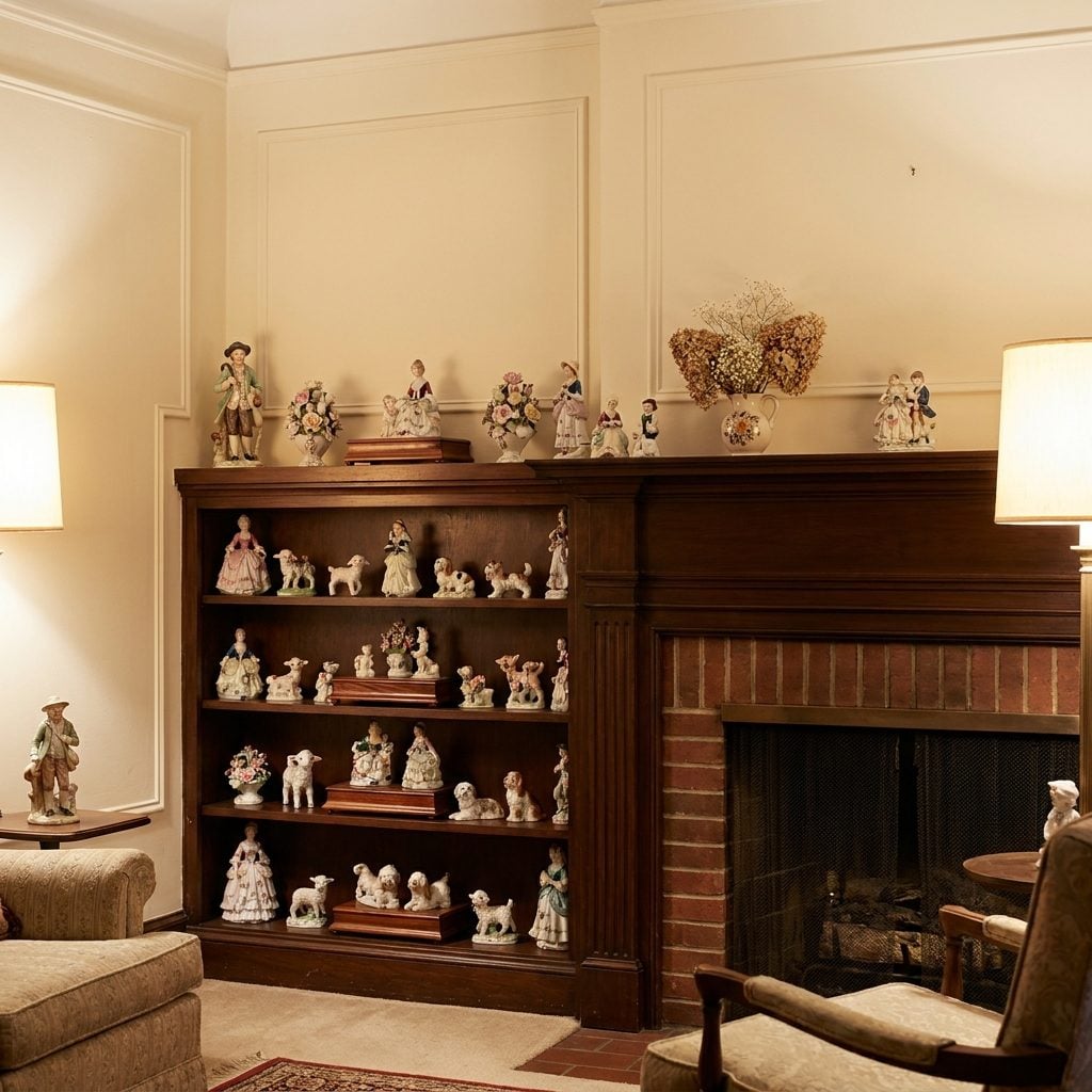 Figurine Collections Arranged on Every Available Shelf Surface