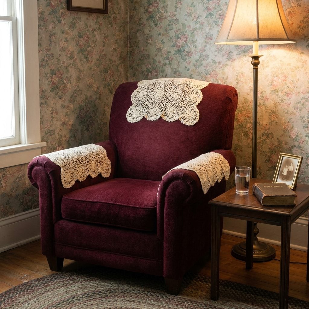 Antimacassars Draped Over Chair Backs and Arms