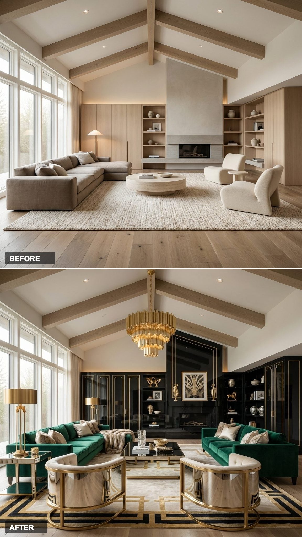 From Forgettable Beige Box to Deep Jewel-Toned Moroccan Lounge