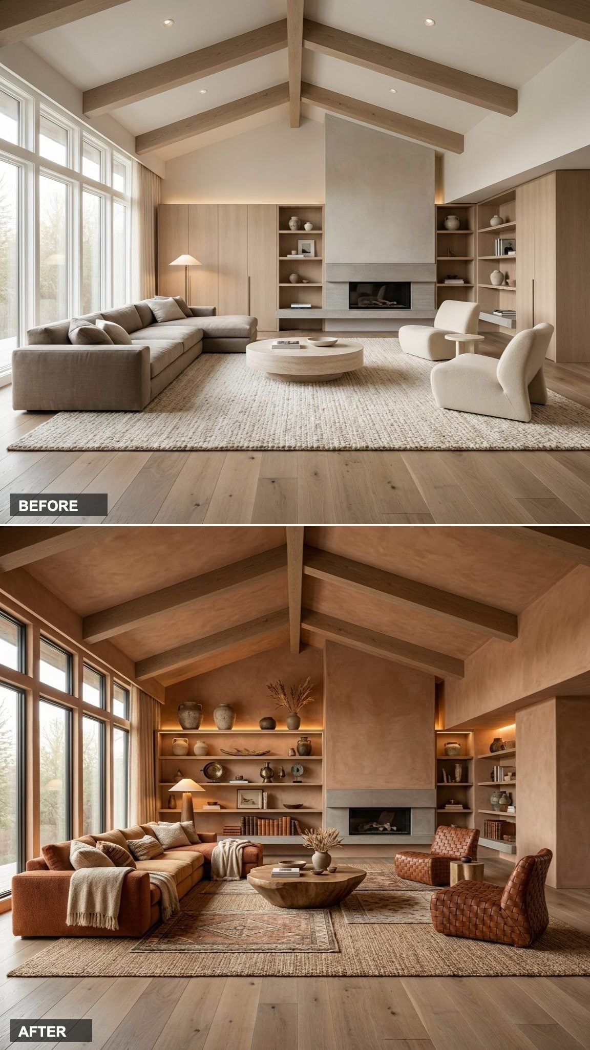 From Beige Microfiber and Vertical Blinds to Moody English Library