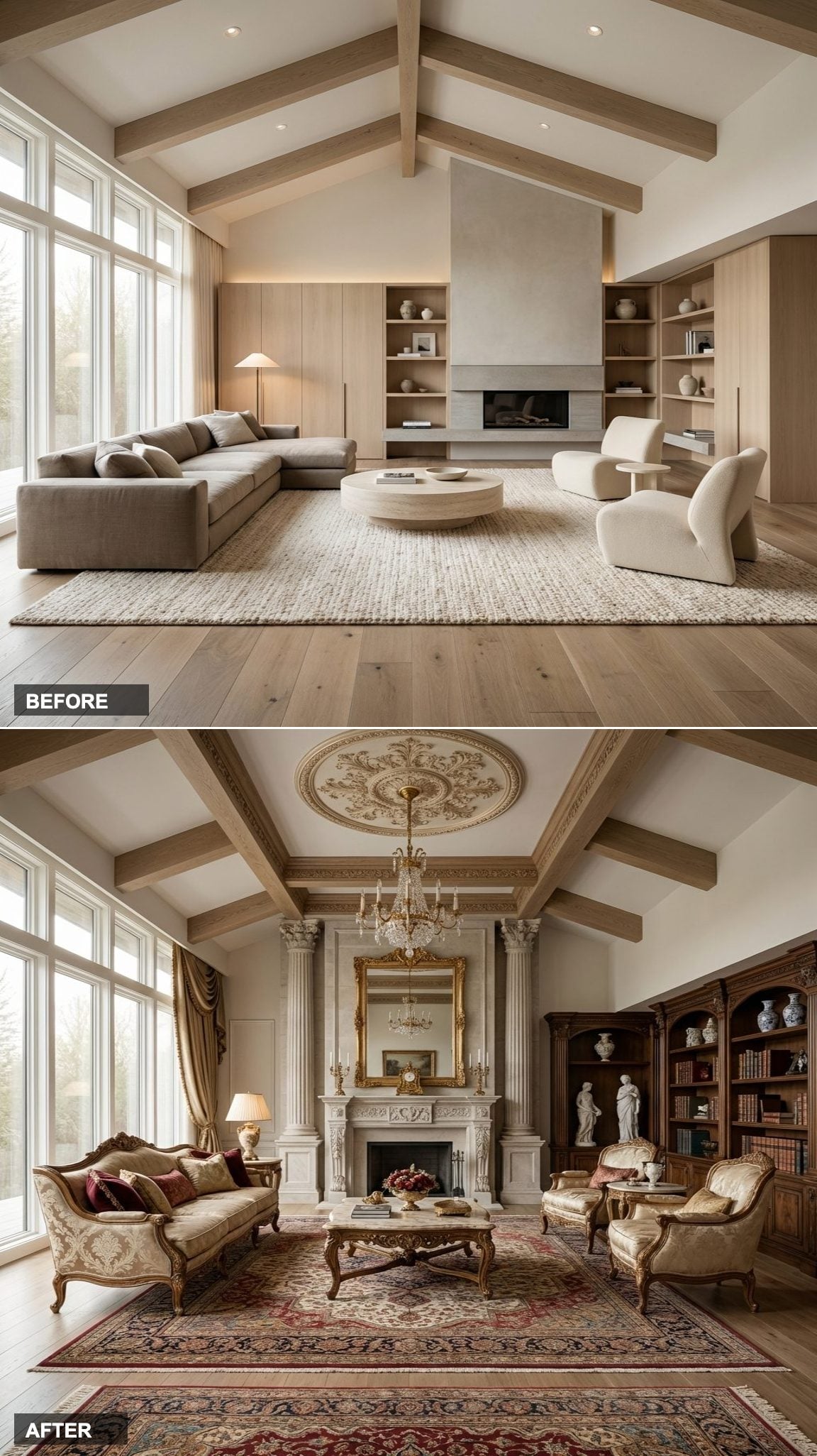 From Builder-Grade Box to Warm Tuscan Villa Sitting Room