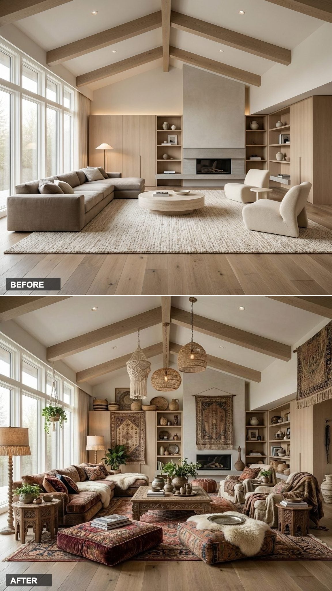 From Overstuffed Microfiber to Cozy Alpine Chalet Living Room