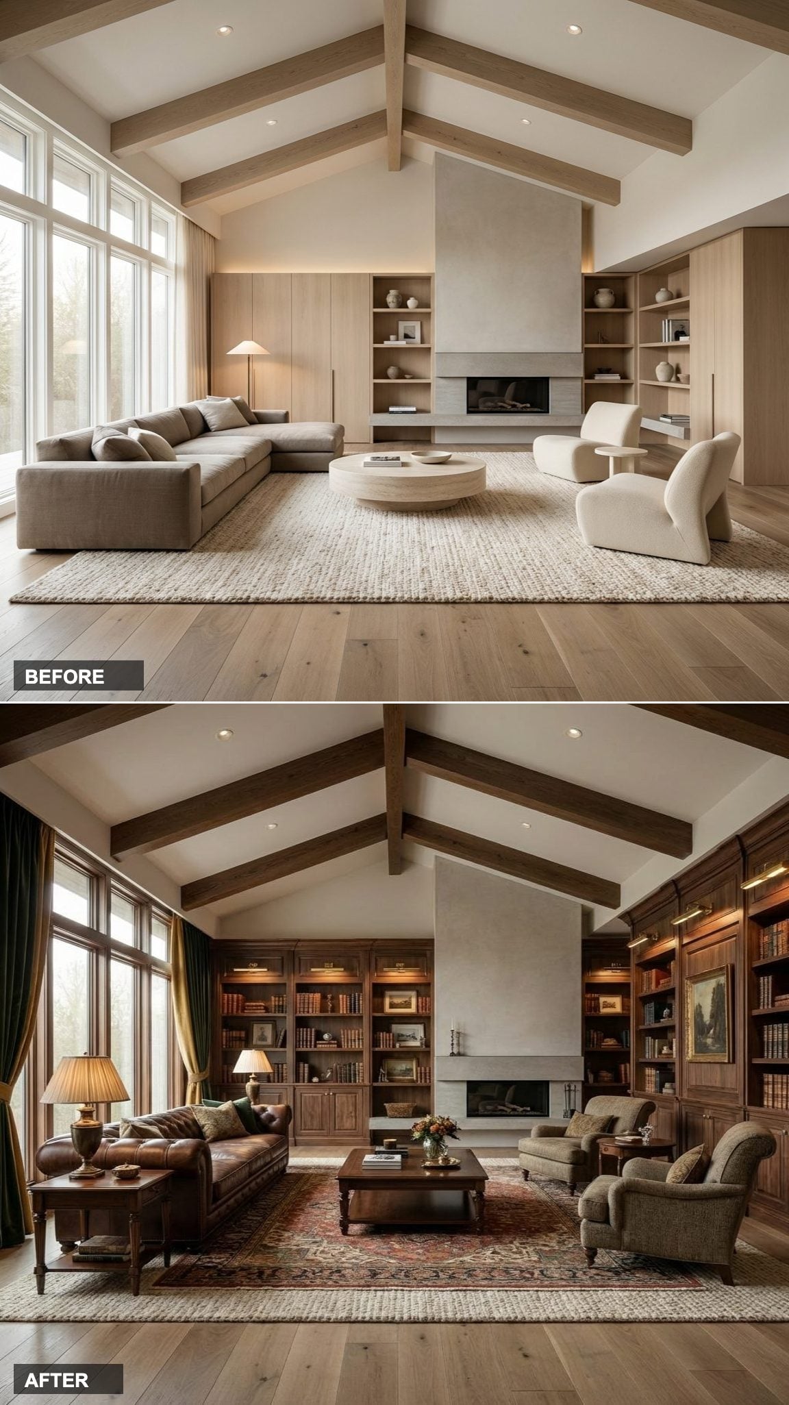 Builder Grade Blah to Cozy Scandinavian Cabin with Real Texture