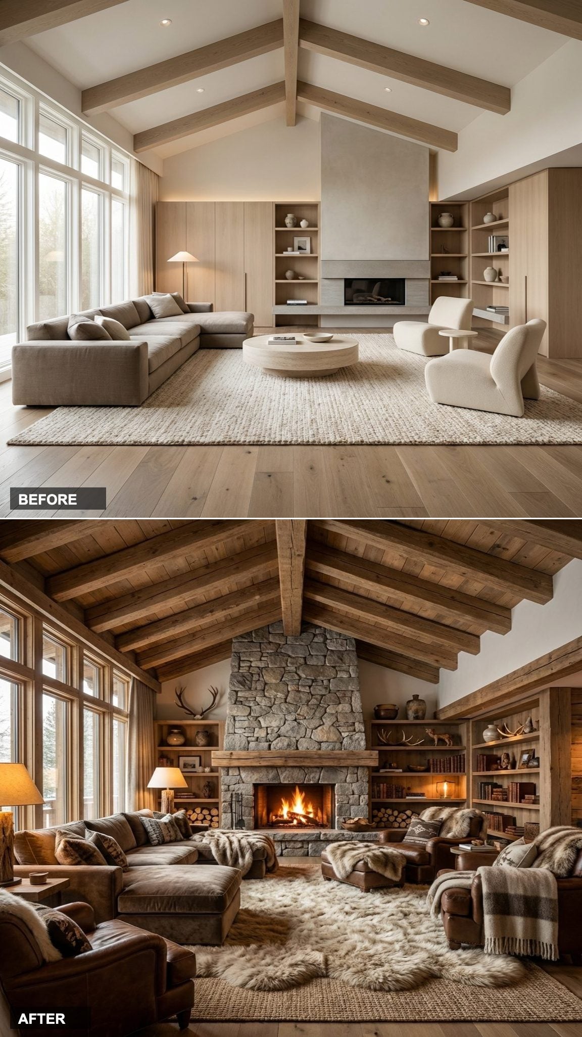 From Entertainment Unit and Beige Carpet to a Scandinavian-Influenced Cozy Room With Soul