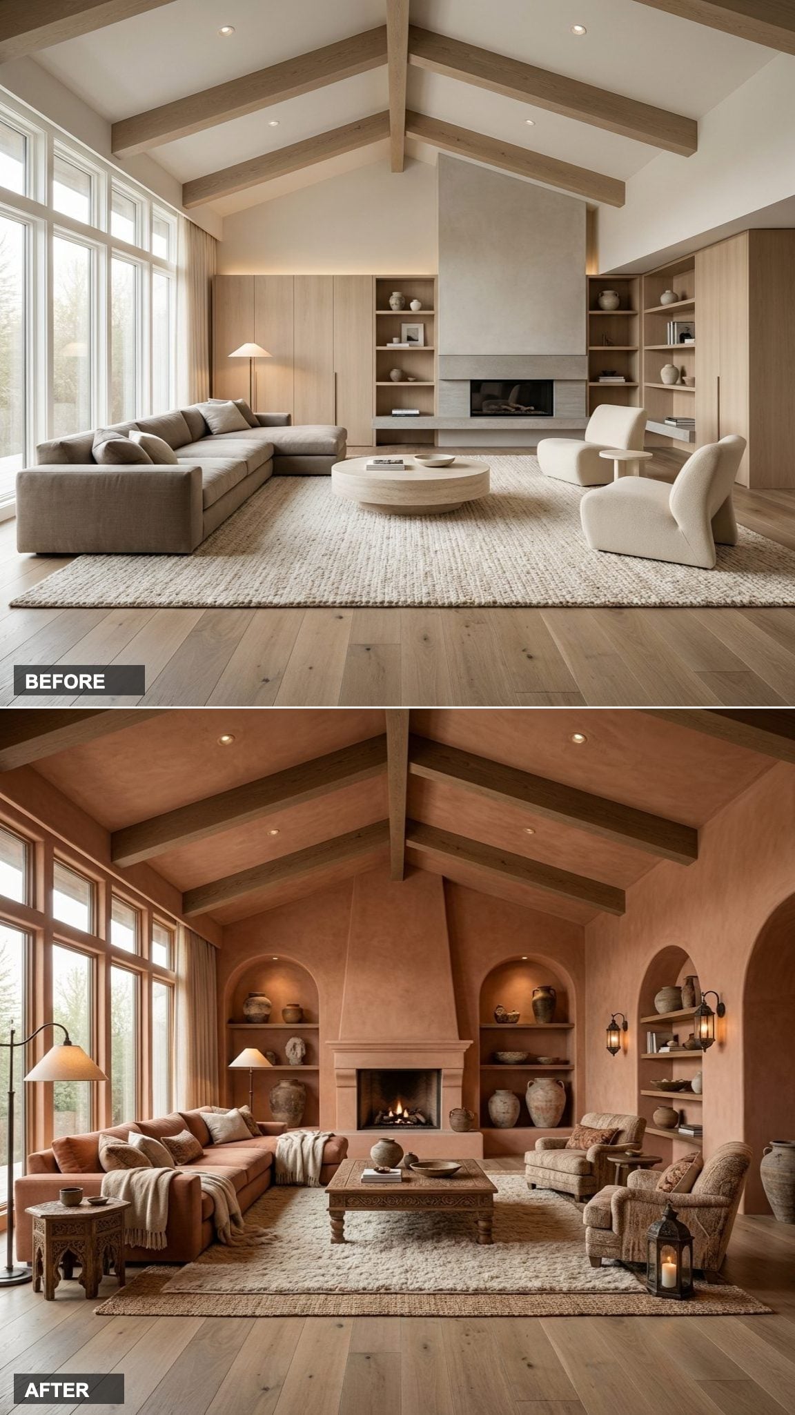 Tired Taupe and Brass Fixtures to Dark Romantic Maximalist Done Right