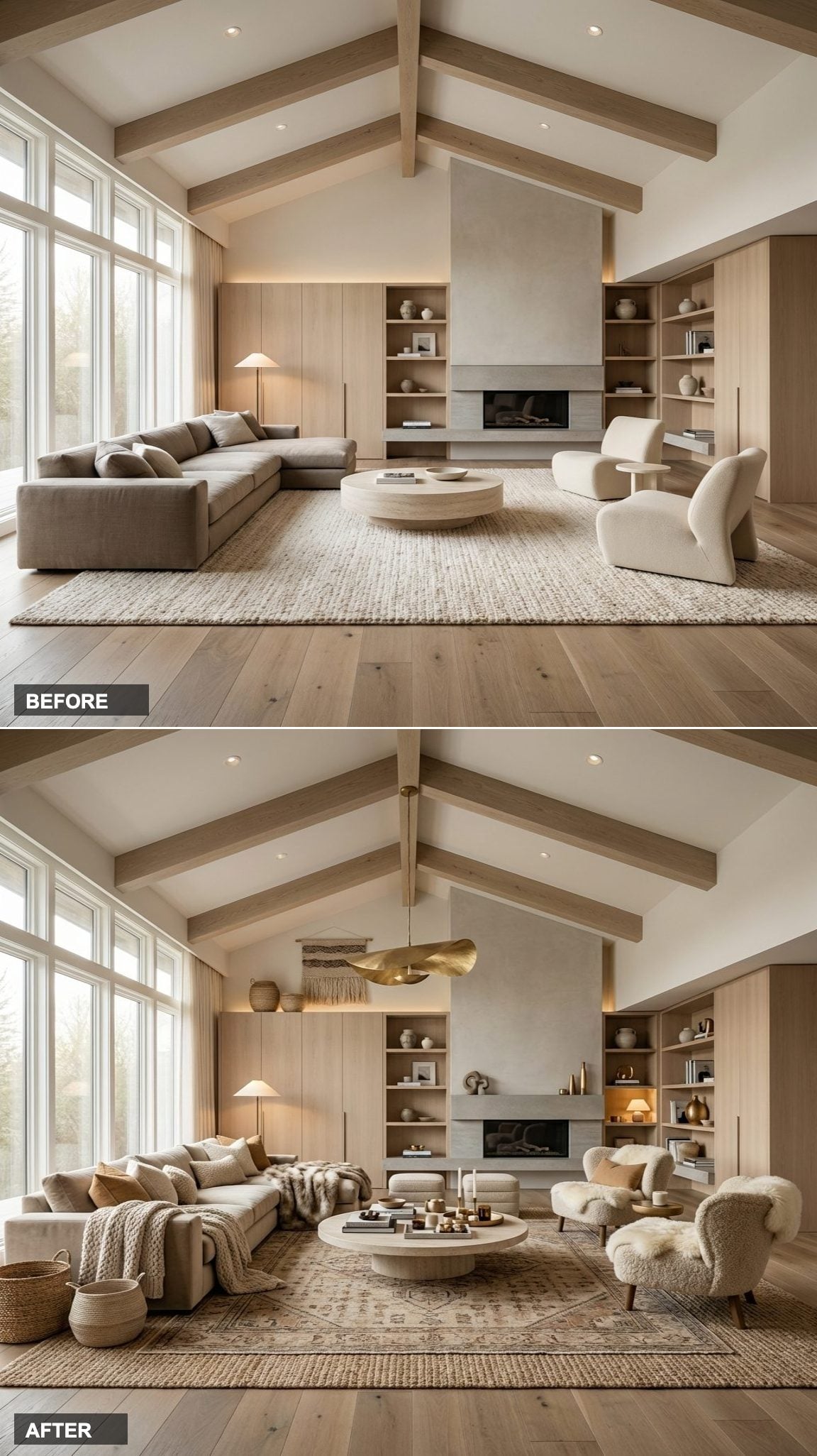 From Beige Builder Box to Warm Bibliophile Retreat