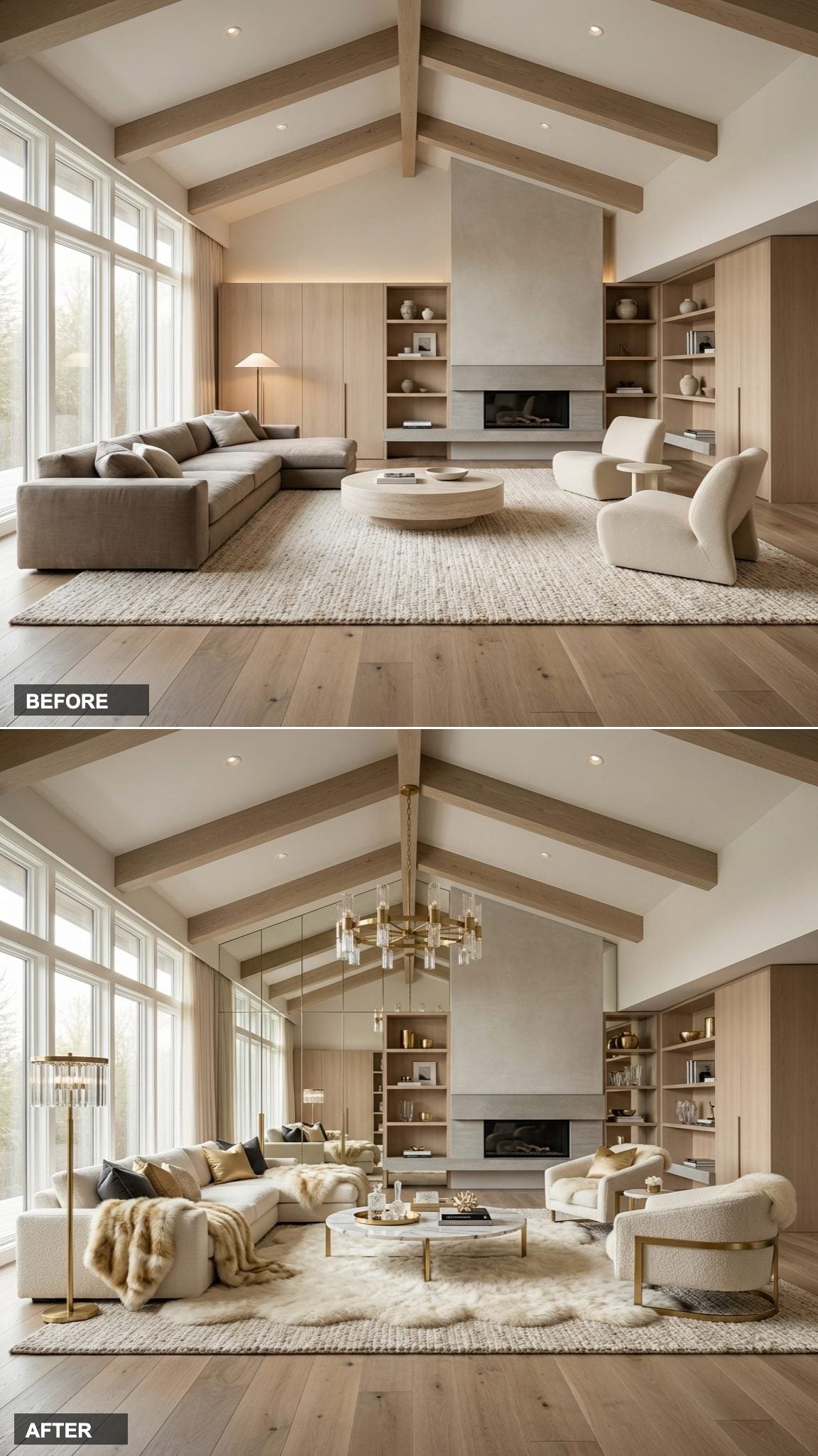 The Laminate Living Room That Became a Warm Tuscan Farmhouse