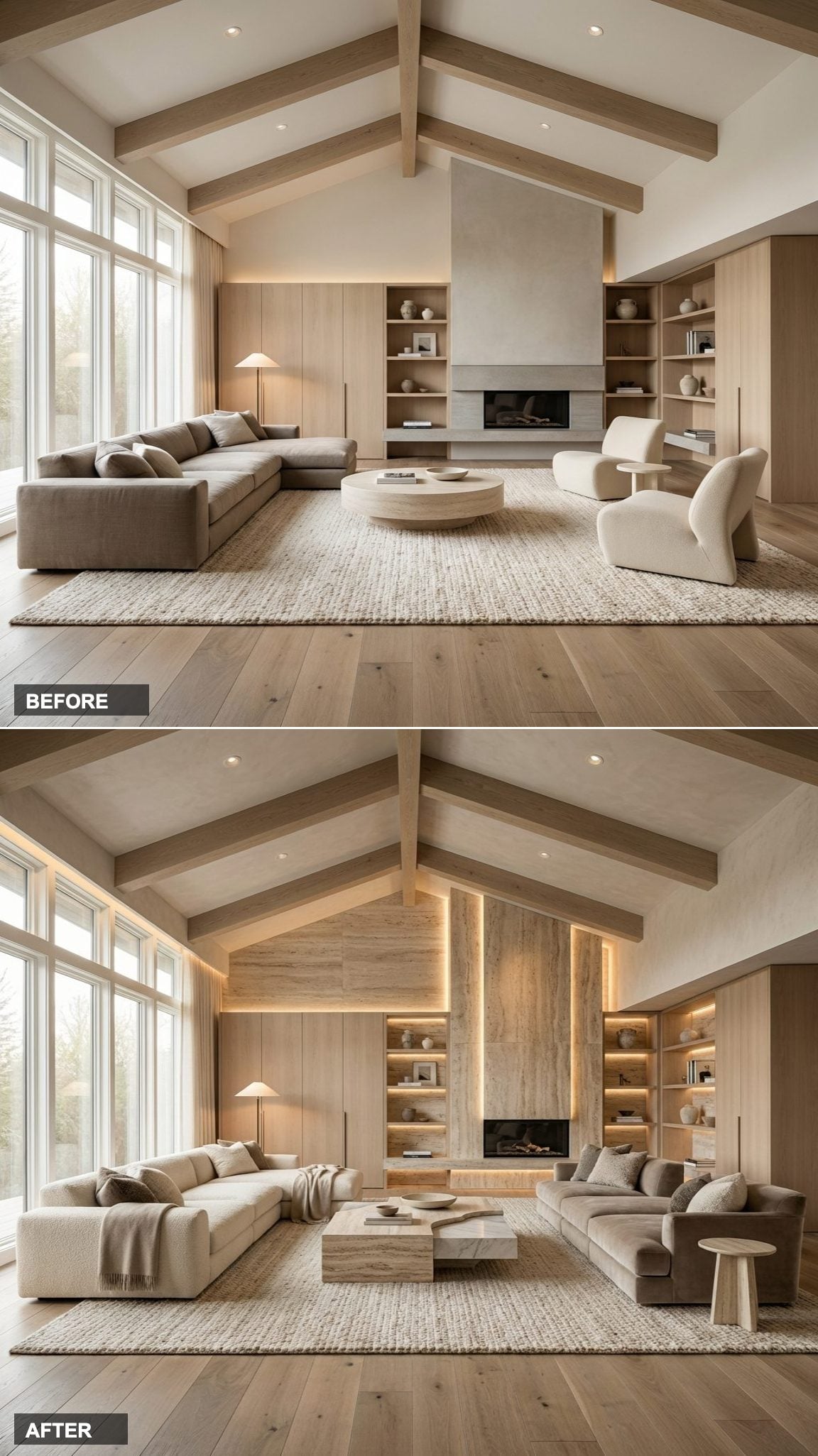 Dark Brown Carpet and Outdated Valances to a Proper English Country Sitting Room